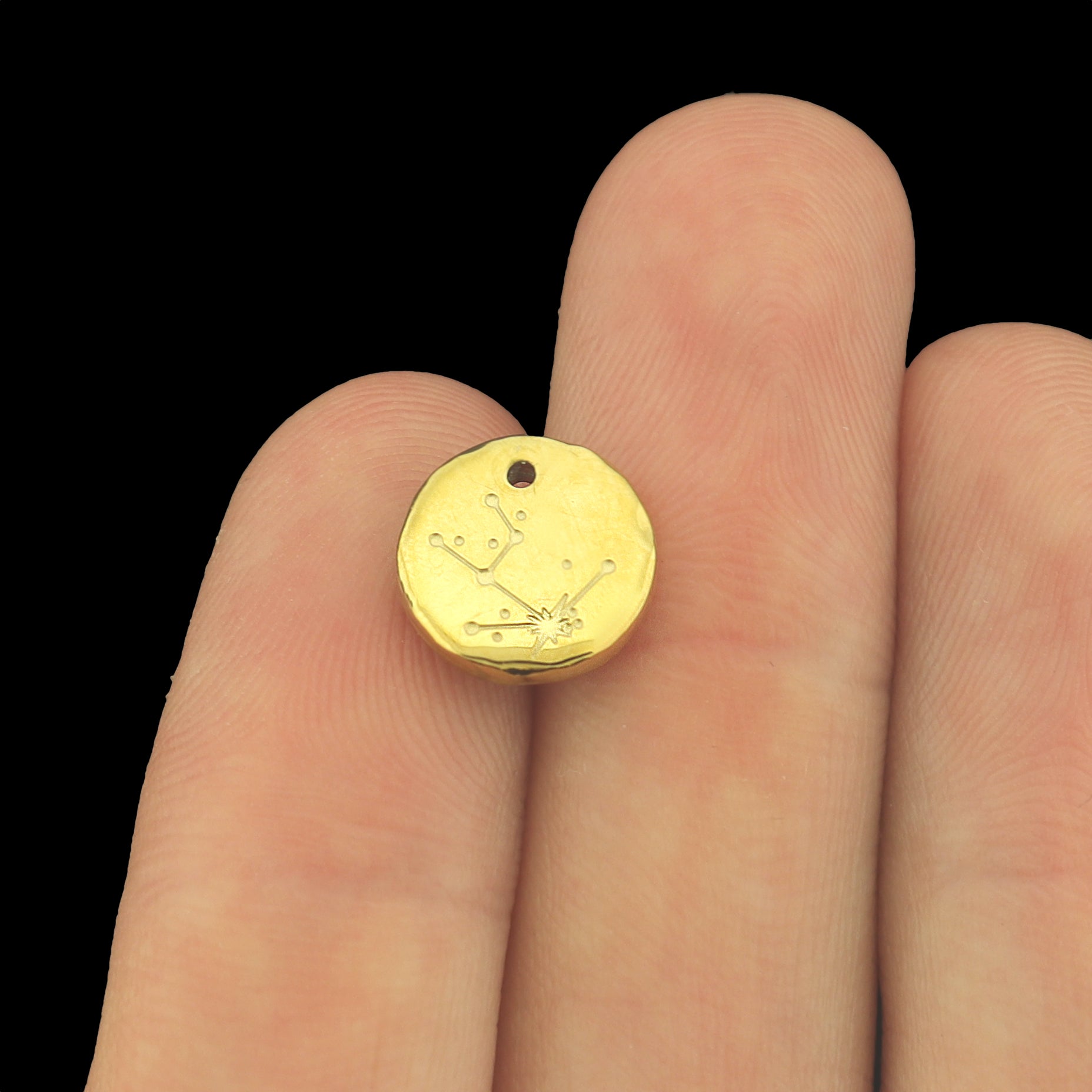 Zodiac Constellation Gold Tone Stainless Steel Charms - Choose Your Sign