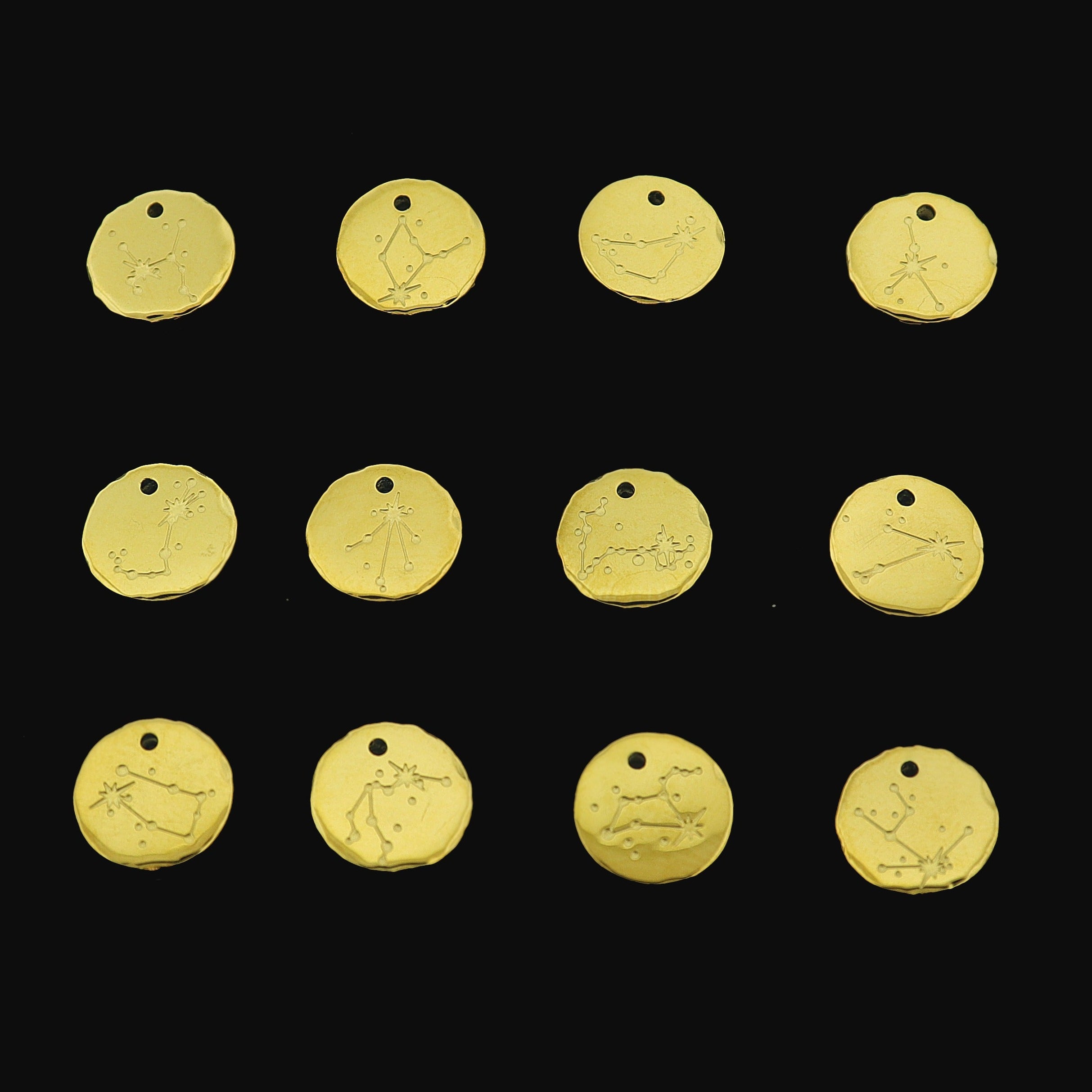 Zodiac Constellation Gold Tone Stainless Steel Charms - Choose Your Sign