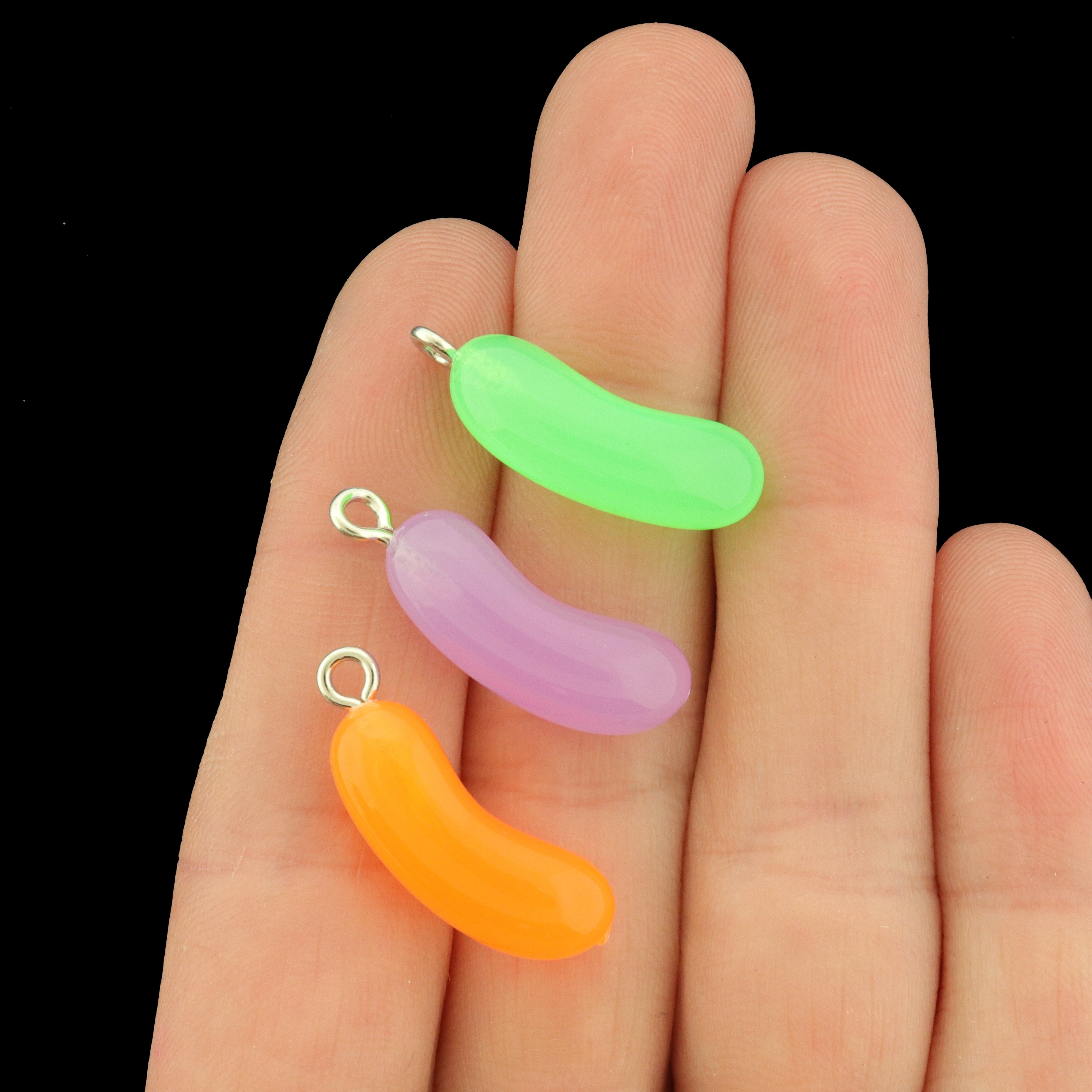 10 Assorted Jelly Bean Resin Charms with Loop - Multicolor - K023