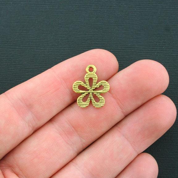 10 Flower Antique Silver Tone Charms - Choose Your Color!