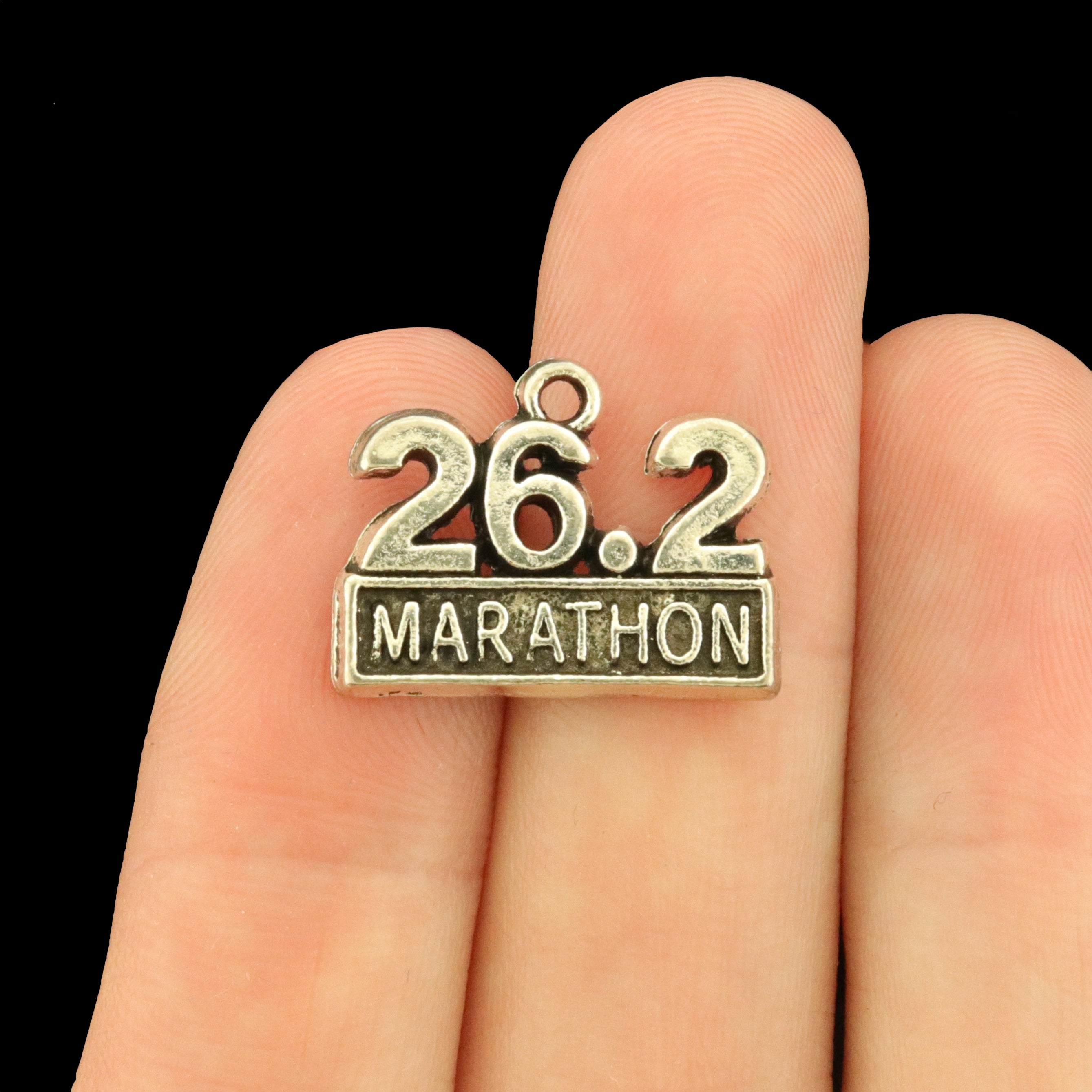 10 Marathon 26.2 Antique Silver Tone Charms - SC169