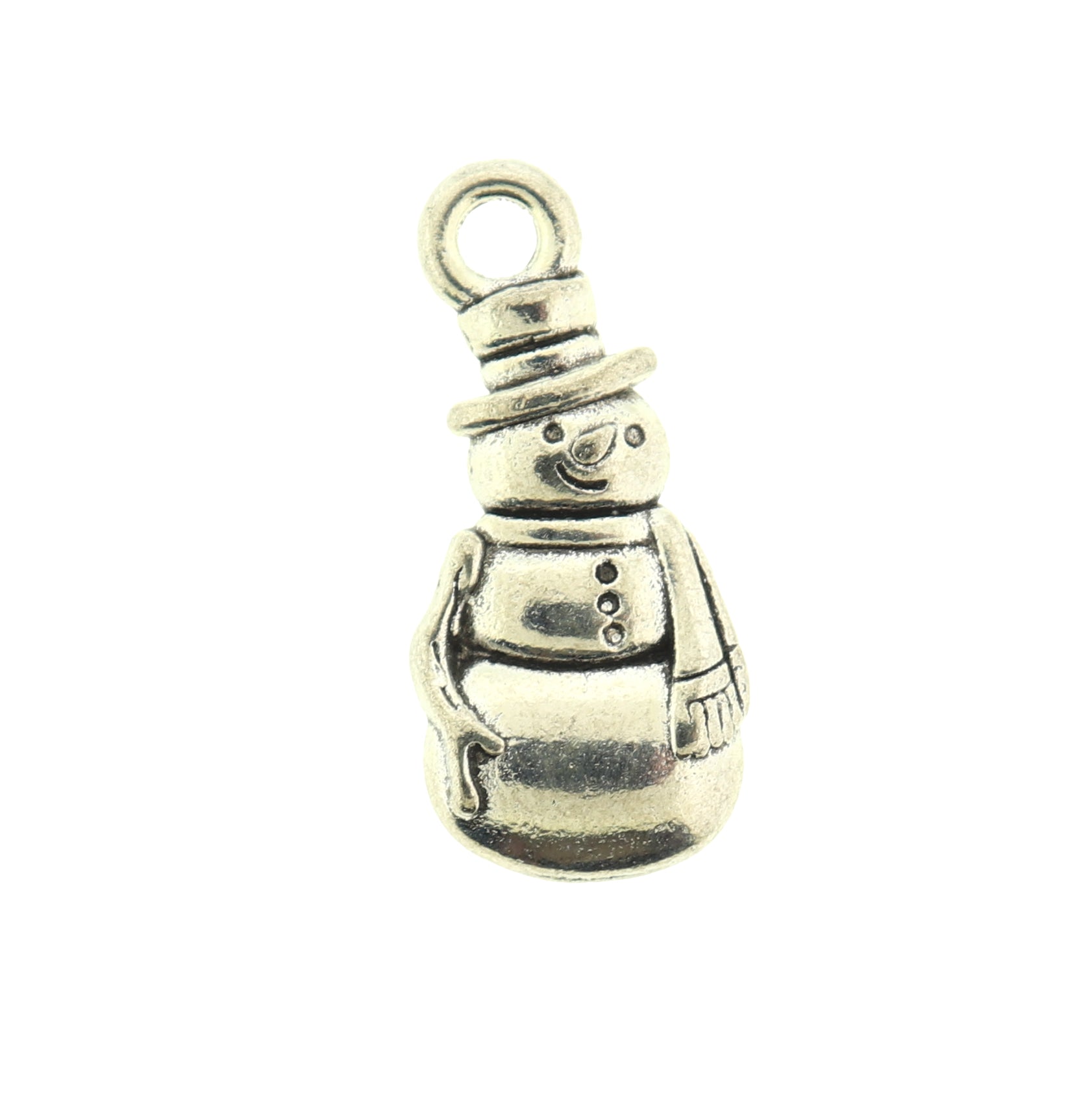 10 Snowman Antique Silver Tone Charms - SC275