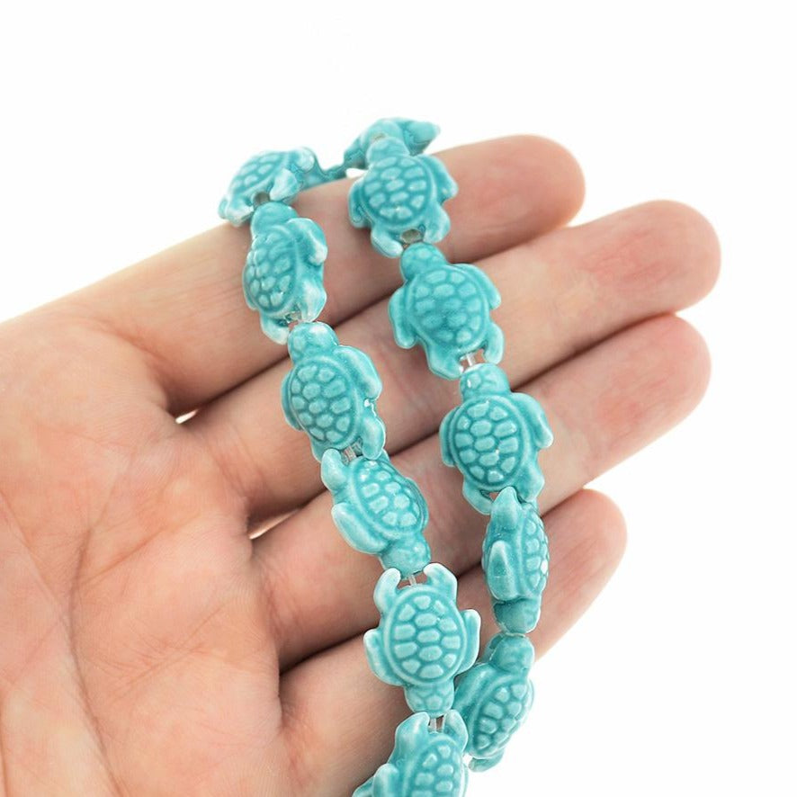 10 Turtle Ceramic Beads - 19mm x 15mm - Choose Your Color!