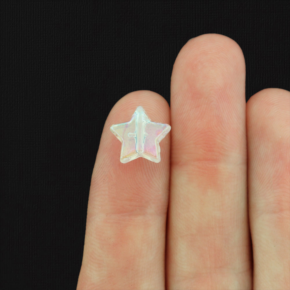 100 Electroplated Star Transparent Acrylic Beads - 10mm - Choose Your Color!