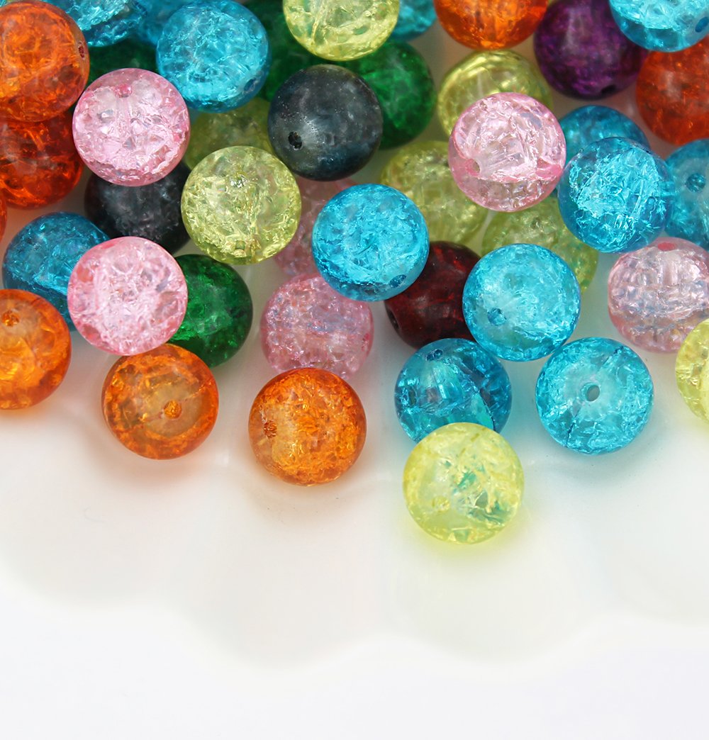 100 Round Glass Beads - 4mm - Crackle Rainbow Colors - Choose Your Color!