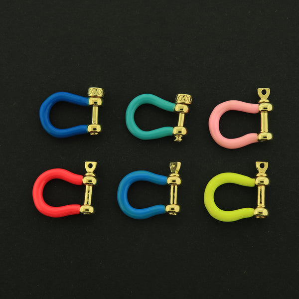 Enamel Buckle Clasp - Horseshoe Carabiner Clasp - 18k Gold Plated - Choose Your Color
