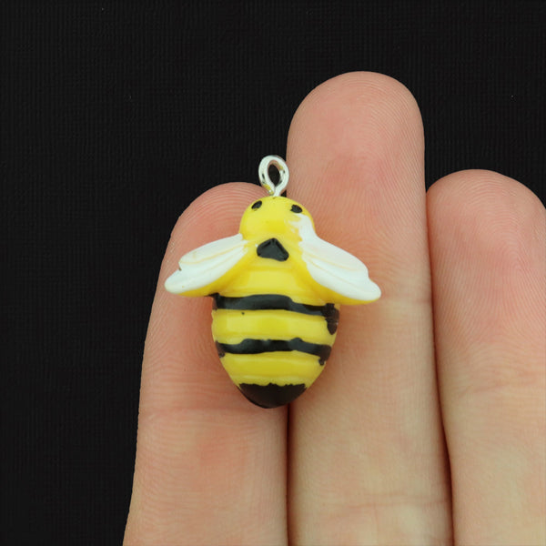 4 Bumble Bee Resin Charms - K352