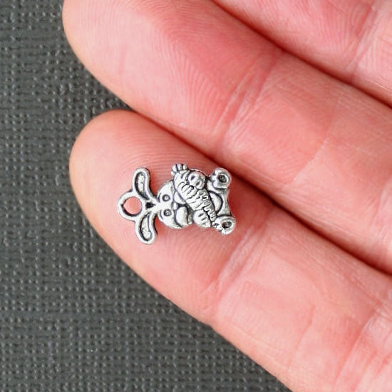 12 Bunny Antique Silver Tone Charms - SC155