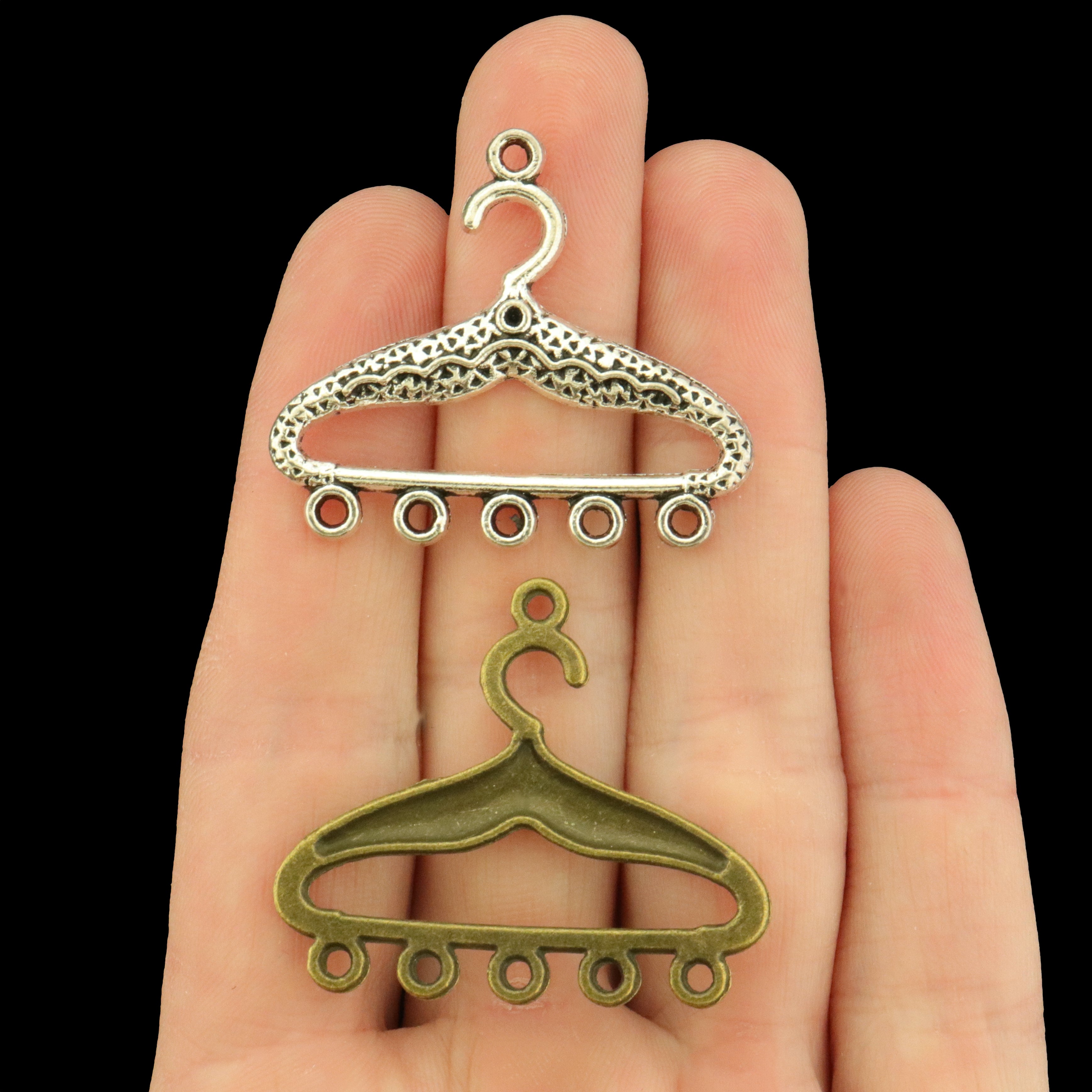 12 Clothes Hanger Connector Silver Tone Charms - Choose Your Tone!