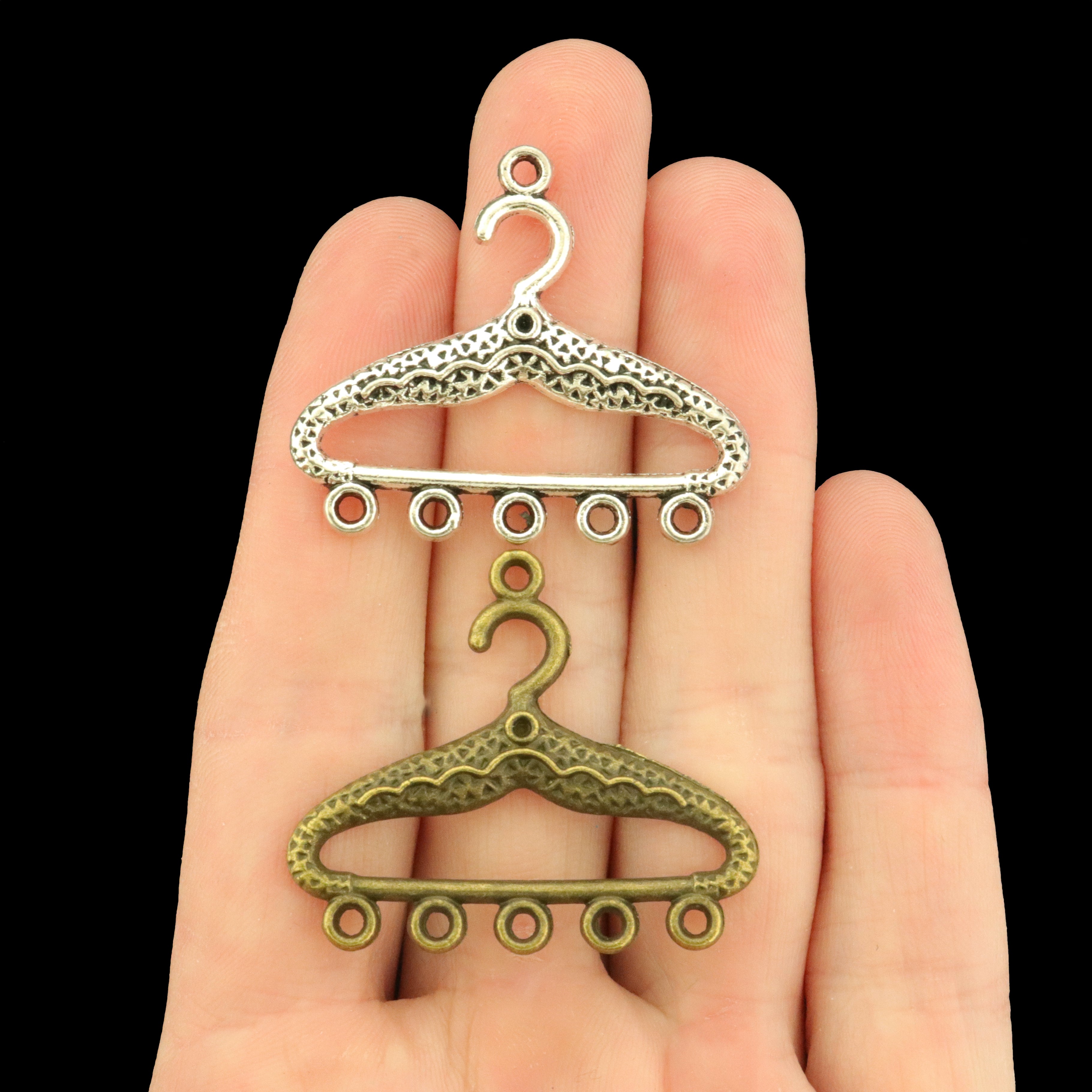 12 Clothes Hanger Connector Silver Tone Charms - Choose Your Tone!