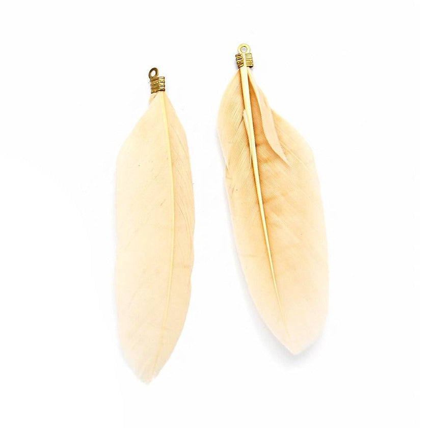 12 Feather Pendants - Silver Tone Cap - Choose Your Color!