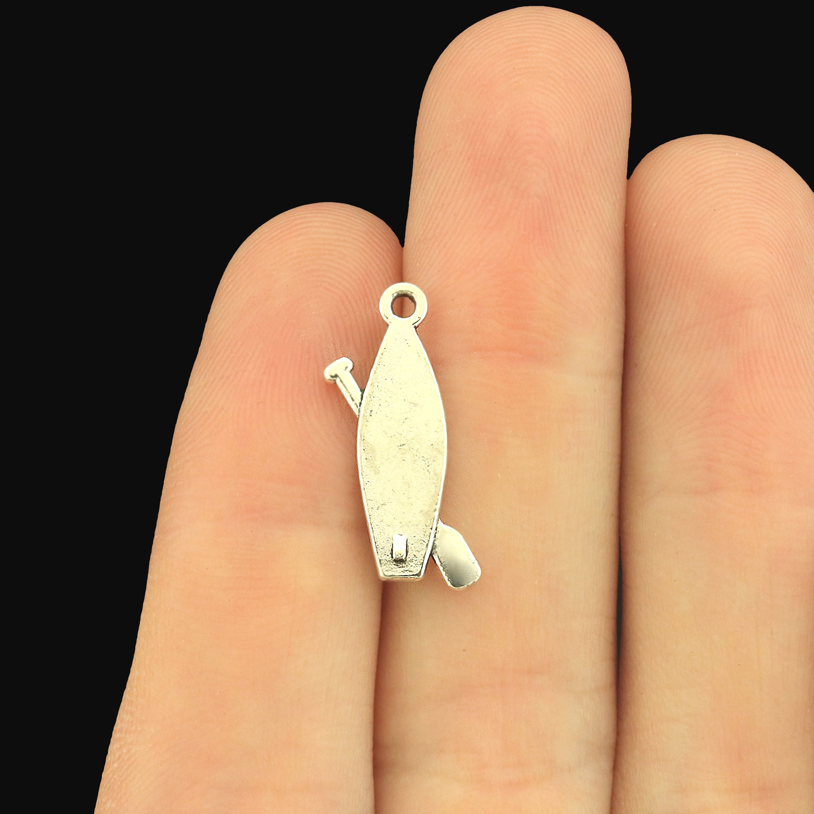12 Paddle Board Antique Silver Tone Charms - SC5003