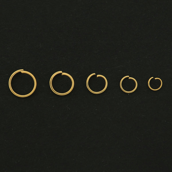 18k Gold Stainless Steel Jump Rings - 50 Rings - 4mm to 8mm - Open Jump Rings
