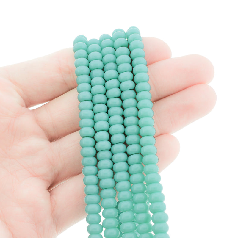 Rondelle Imitation Jade Beads 6mm x 3mm - Teal - 1 Strand 74 Beads - BD2770