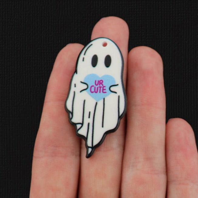 2 "UR Cute" Ghost Resin Charms 2 Sided - K005