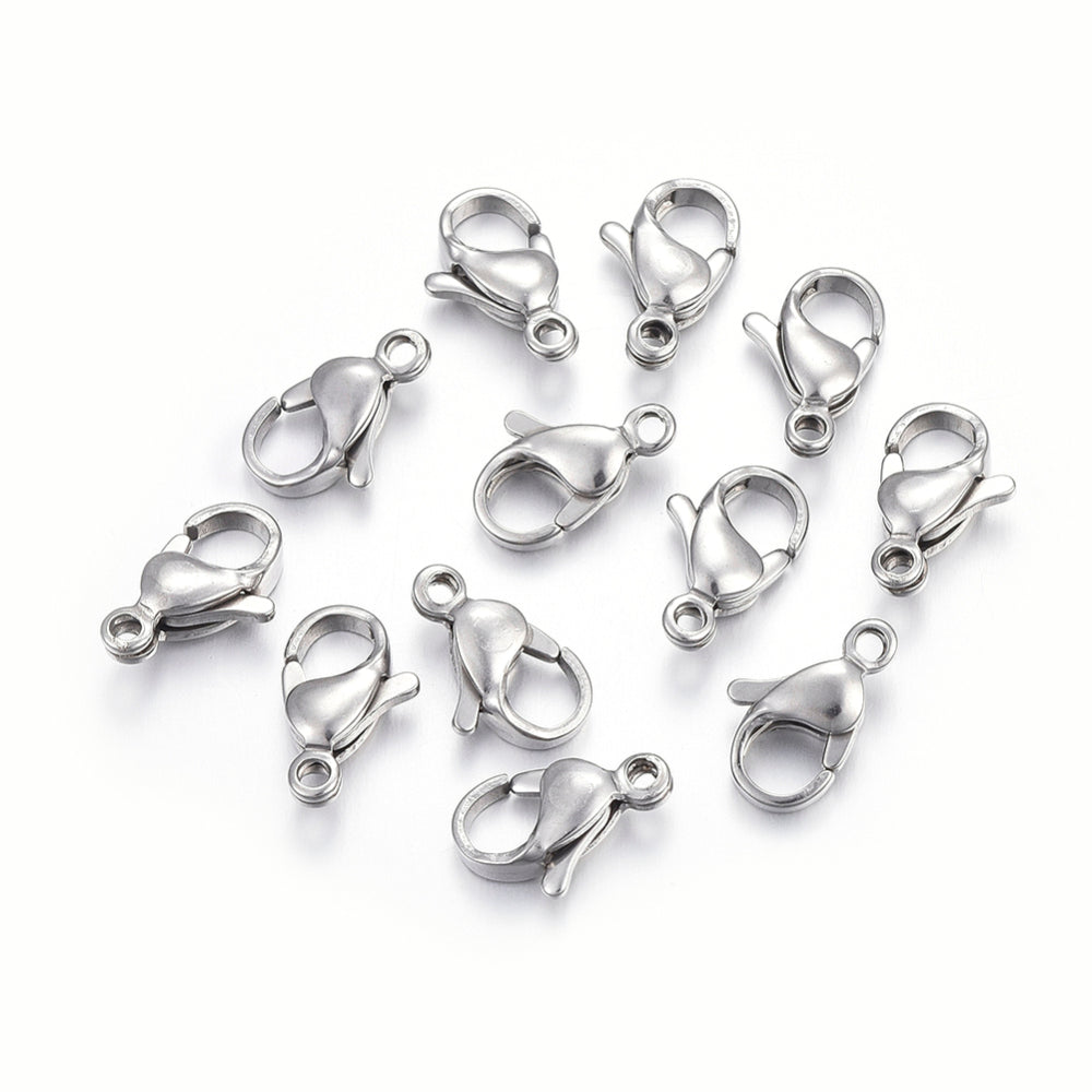 10 Hypoallergenic Stainless Steel Lobster Clasps - Choose Your Size & Tone!