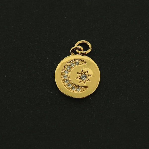 18k Gold Moon Charm - Crescent Moon Pendant - 18k Gold Plated - GLD130