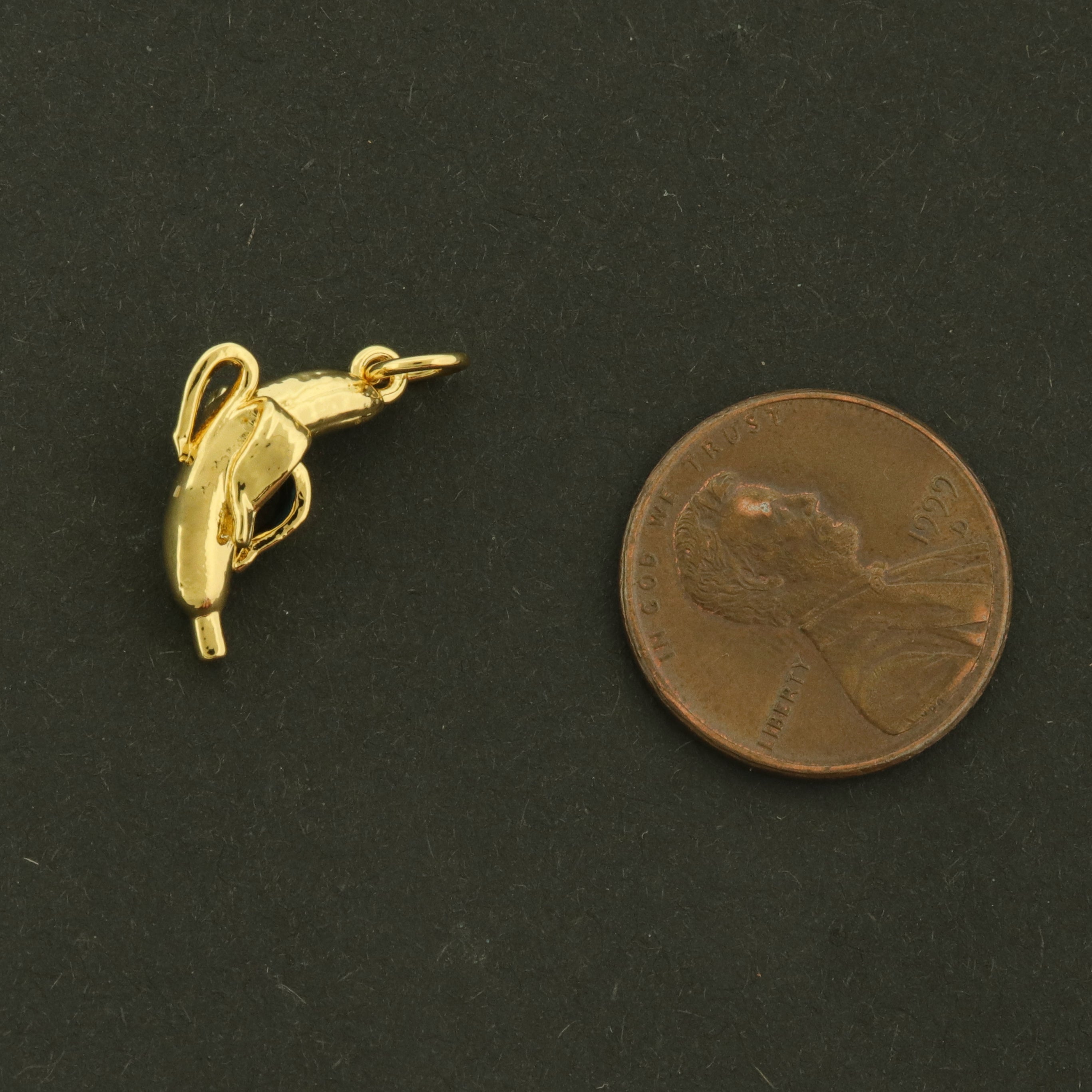 14k Banana Charm - Food Pendant - 14k Gold Plated Brass - GLD959