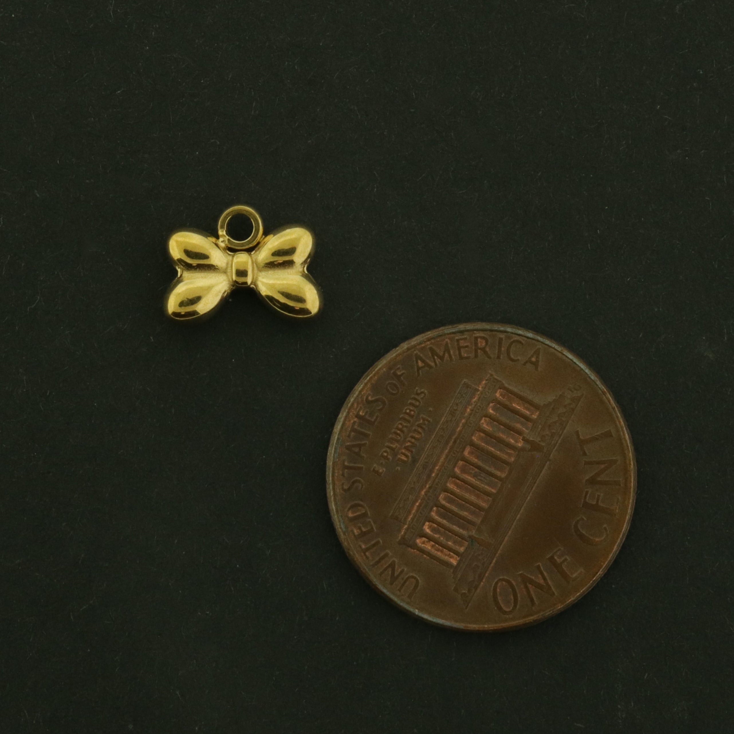 14k Bowtie Charm - Bow Tie Pendant - 14k Gold Plated - GLD1045