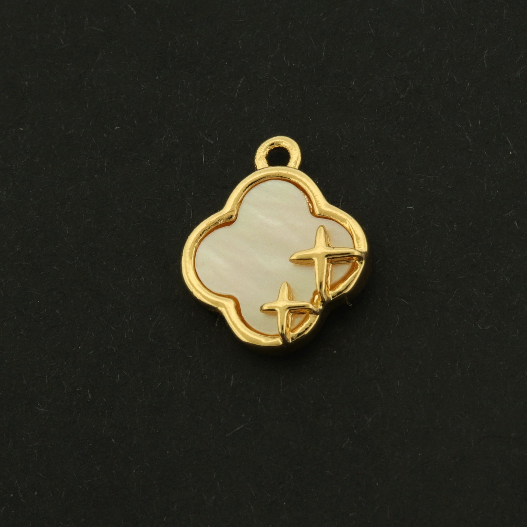 14k Cloud Charm - Celestial Pendant - 14k Gold Plated Brass with Natural Shell - GLD1140