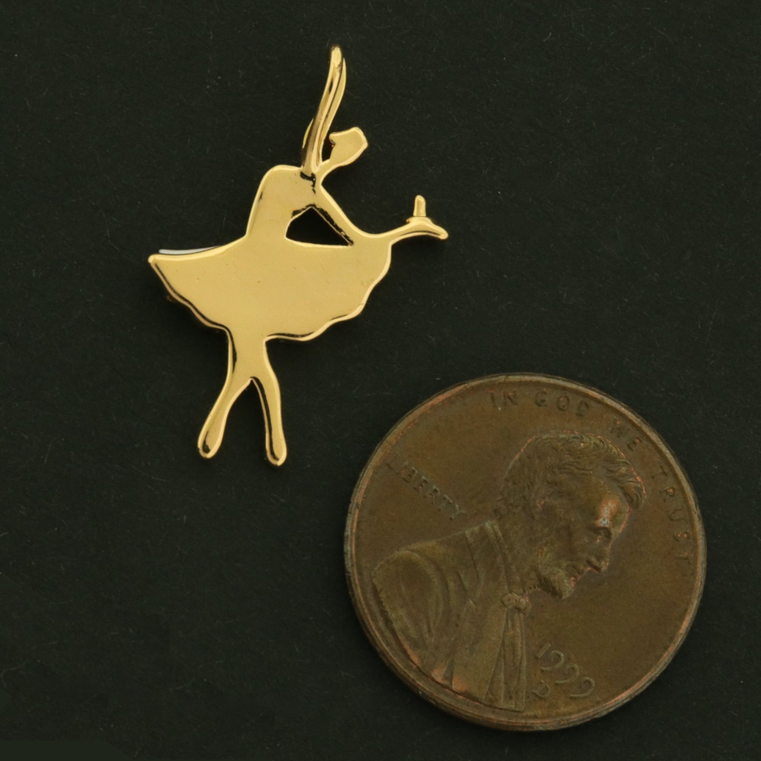 14k Dance Charm - Ballerina Pendant - 14k Gold Plated Brass with Shell - GLD1142