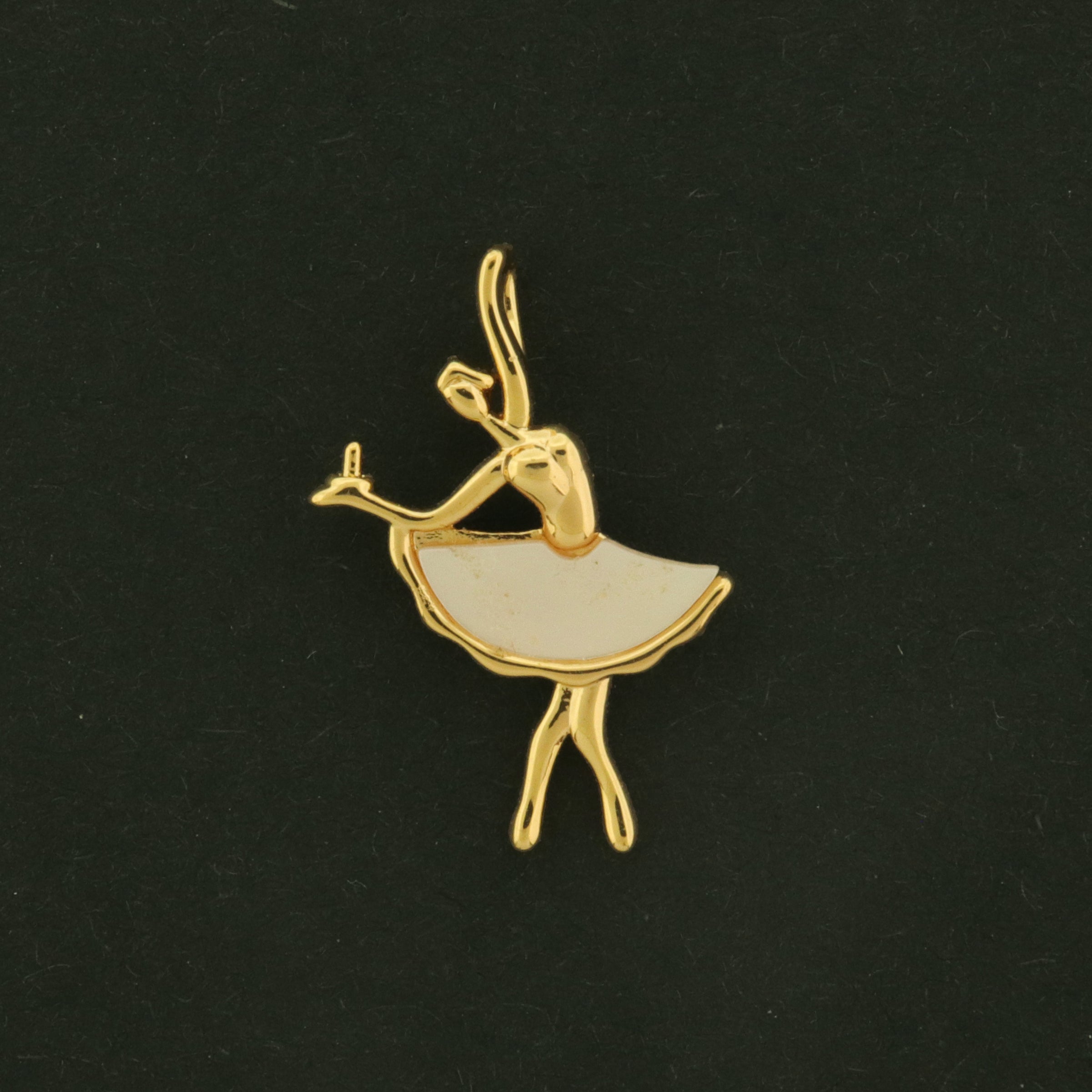 14k Dance Charm - Ballerina Pendant - 14k Gold Plated Brass with Shell - GLD1142