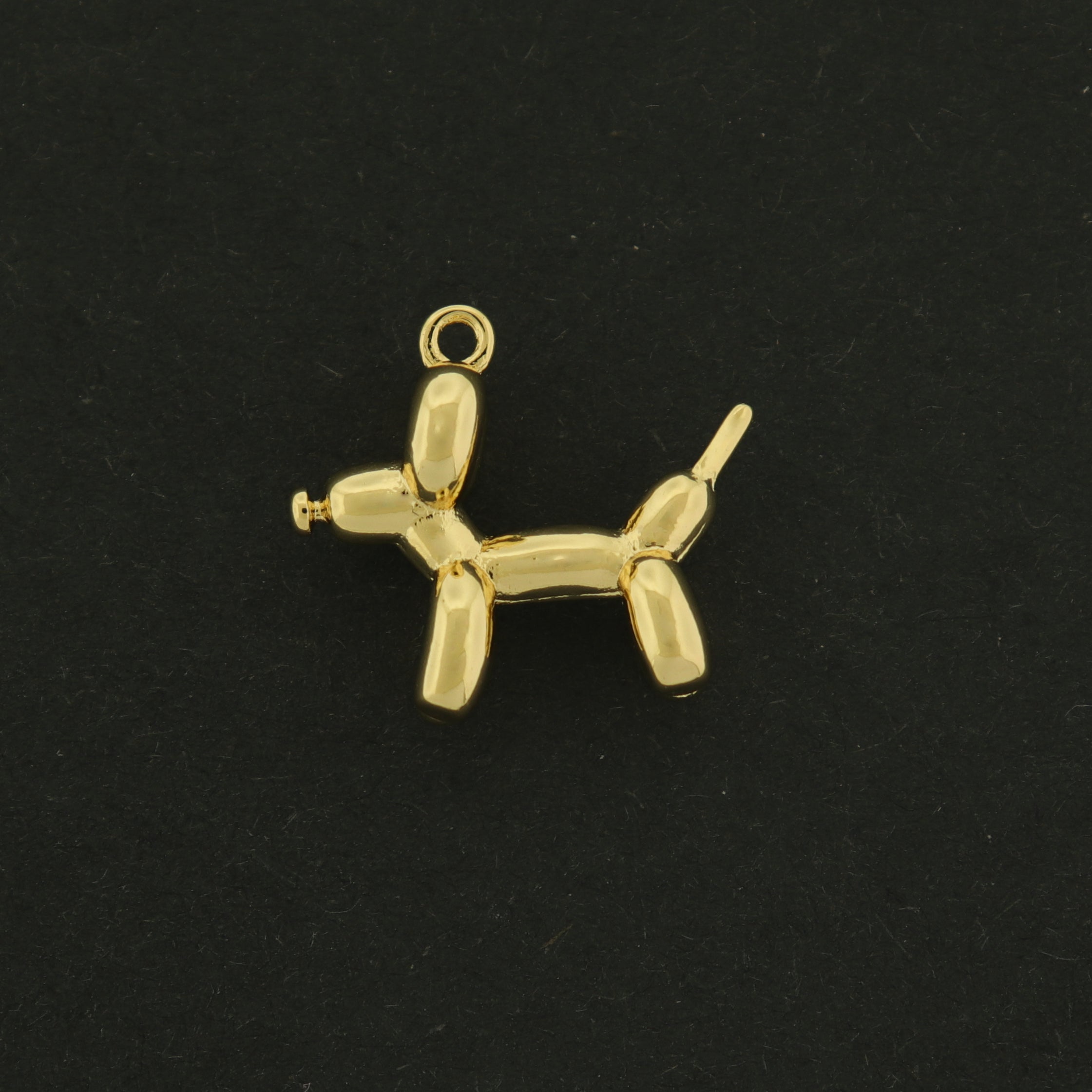 14k Dog Charm - 3D Balloon Dog Pendant - 14k Plated Brass - GLD621
