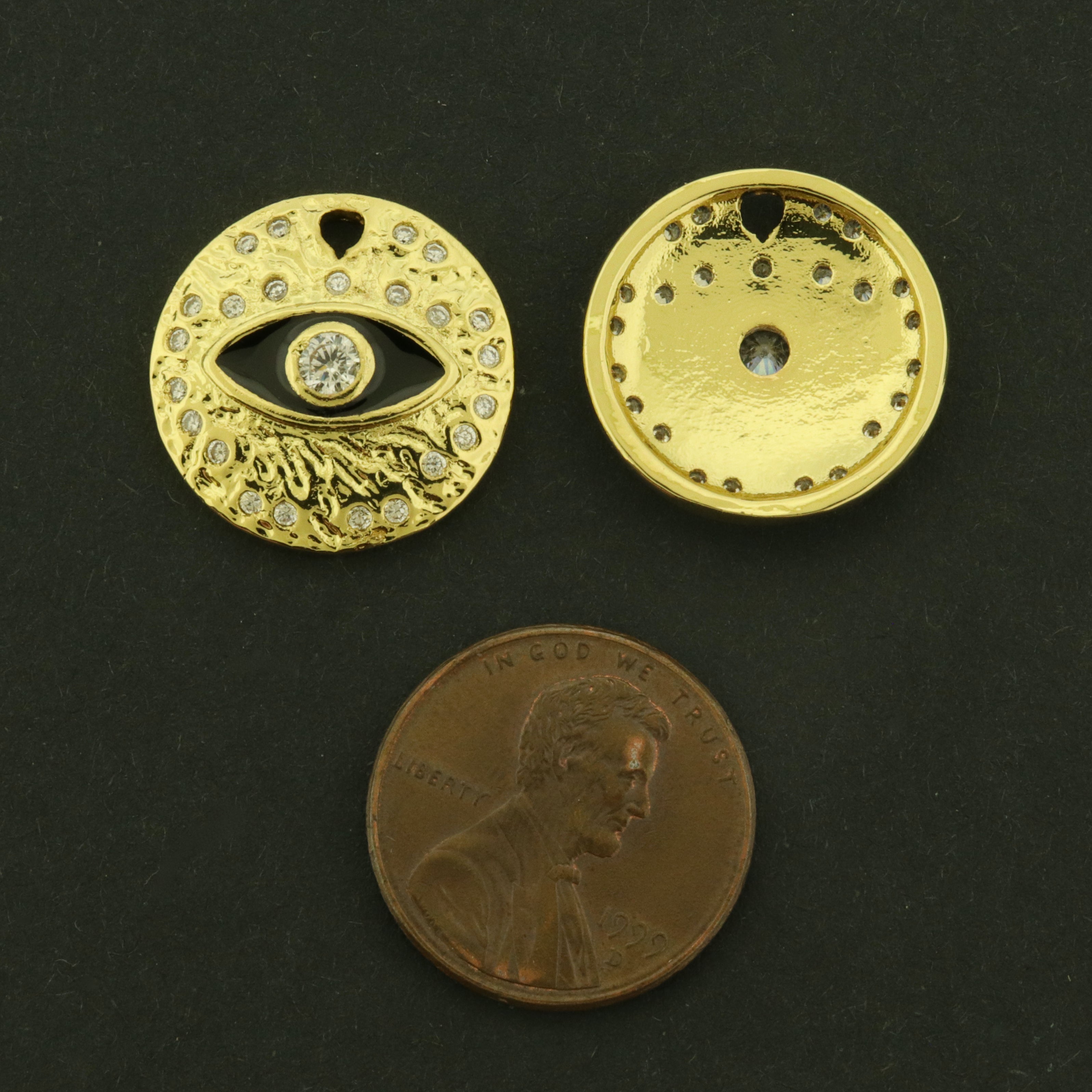 14k Evil Eye Charm - Spiritual Pendant - 18k Gold Plated with Enamel & CZs - Choose Your Color!
