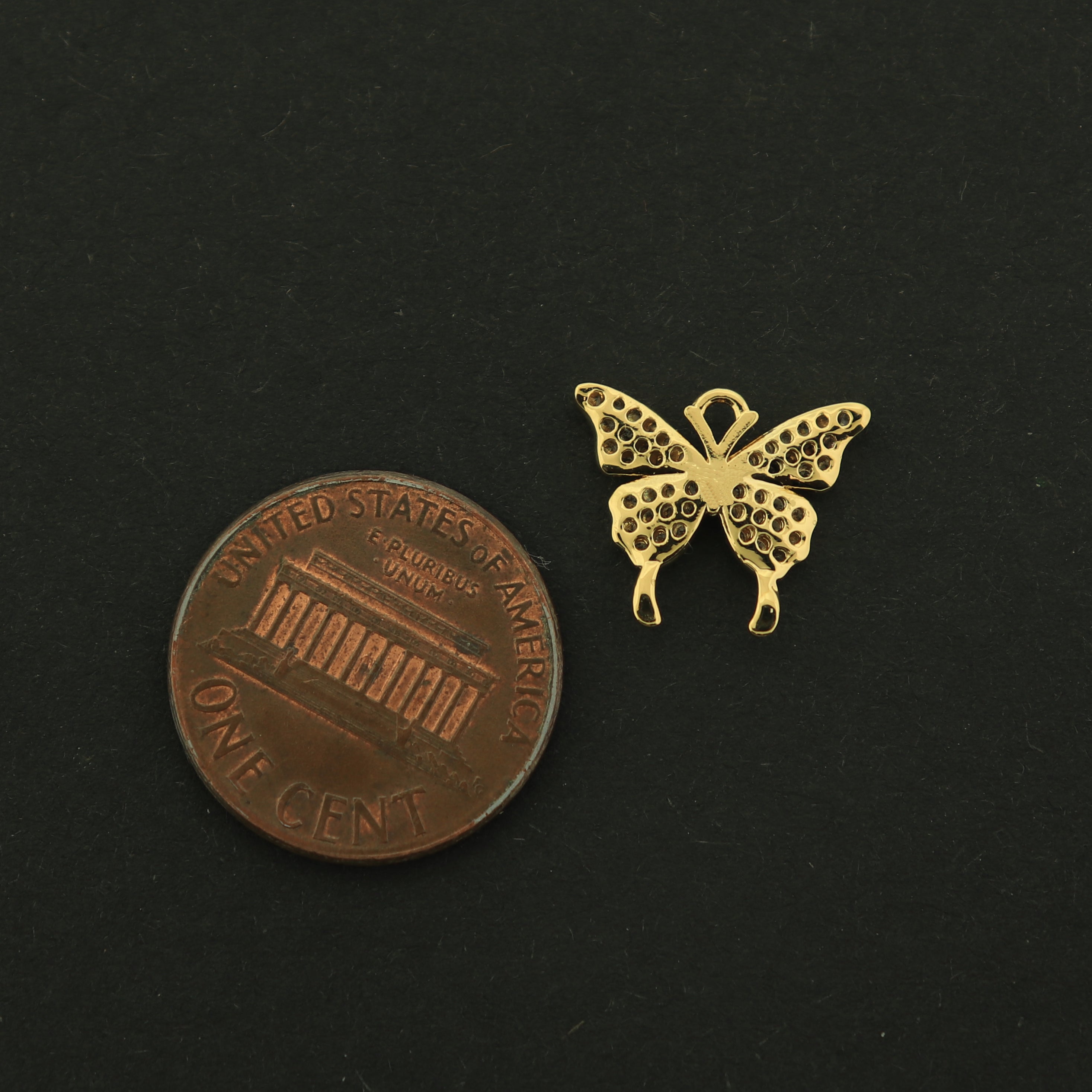 14k Gold Butterfly Charm - Insect Pendant - Choose Gold or White Gold Tone!