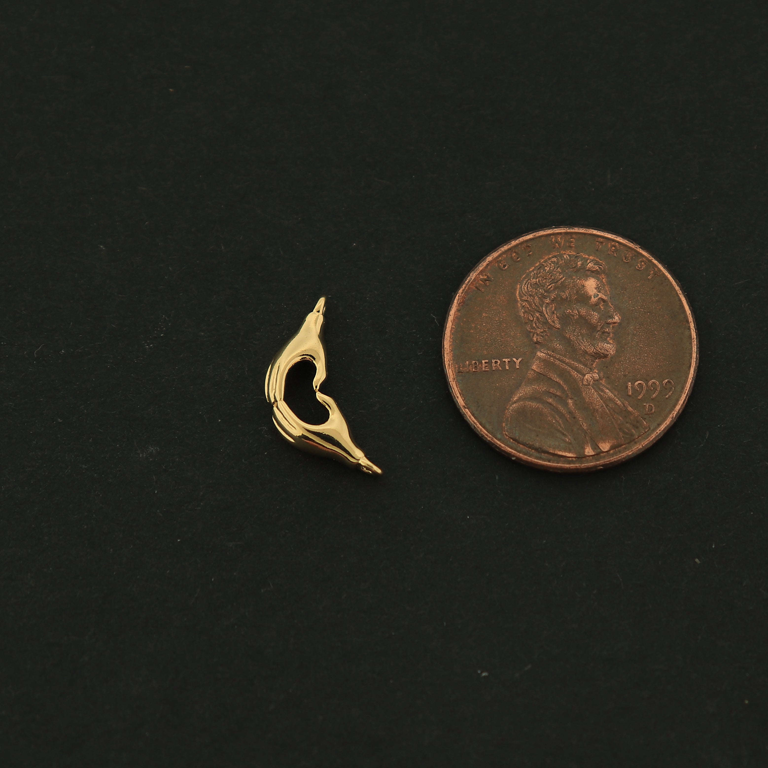 14k Gold Hand Sign Charm - Heart Hand Sign Pendant - 14k Gold Filled - GLD359
