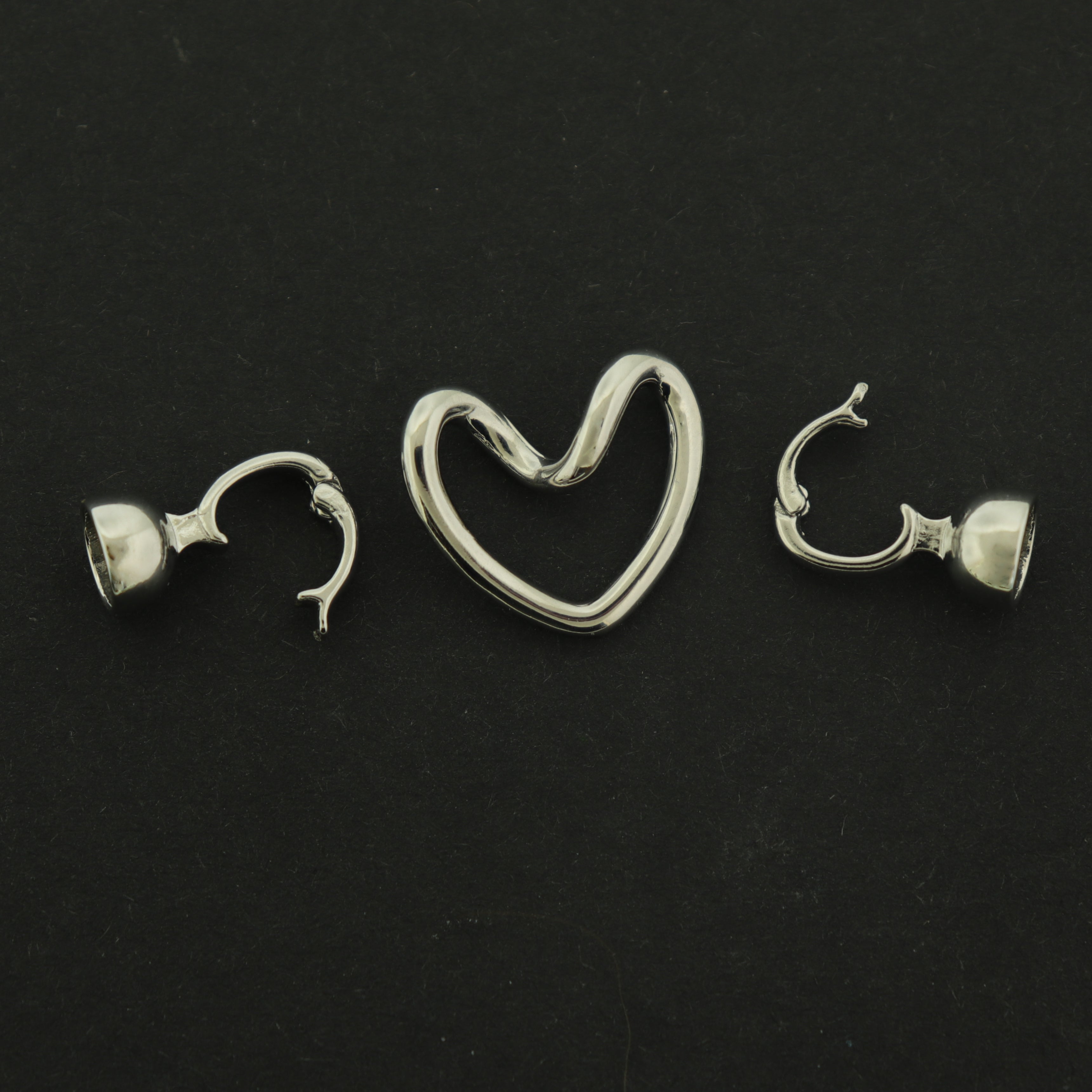 14k Gold Heart Clasps - Silver or Gold - 14k Gold Plated - Choose Your Tone