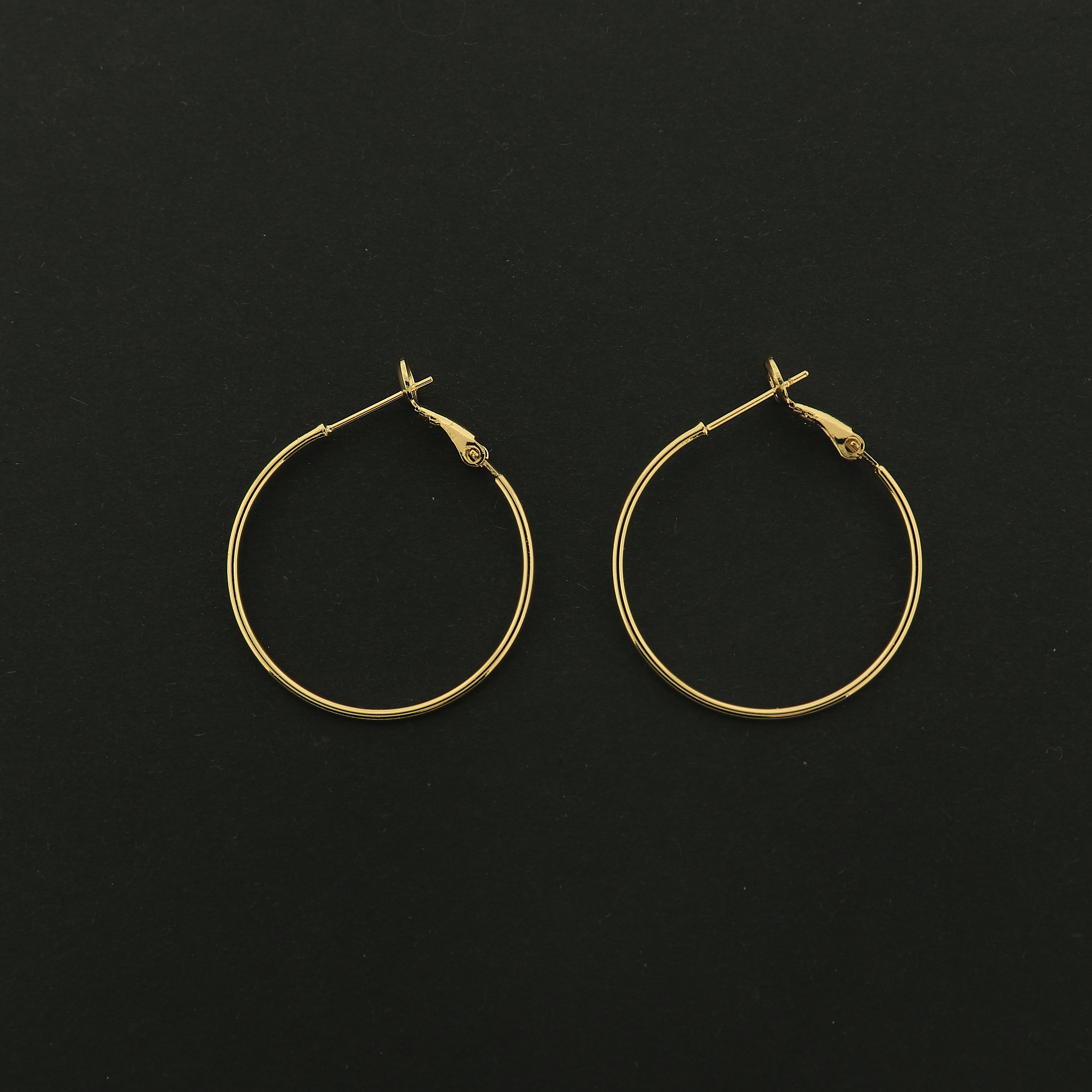 14k Gold Hoop Earrings - Lever Back Round Earring Hoops - 14k Gold Plated - 1 Pair - Choose Your Size