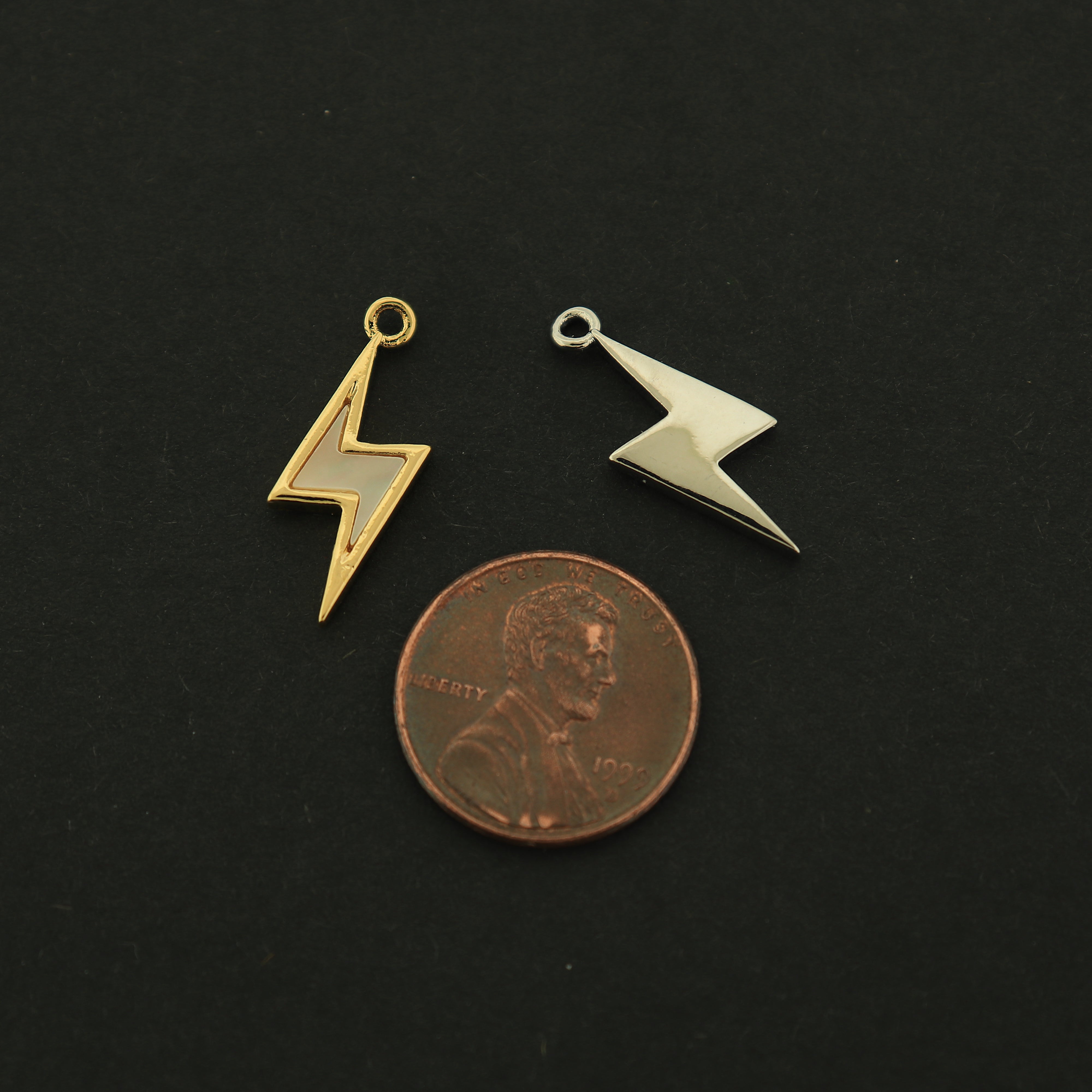 14k Gold Lightning Charm - Silver or Gold - 14k Gold Filled - Choose Your Tone