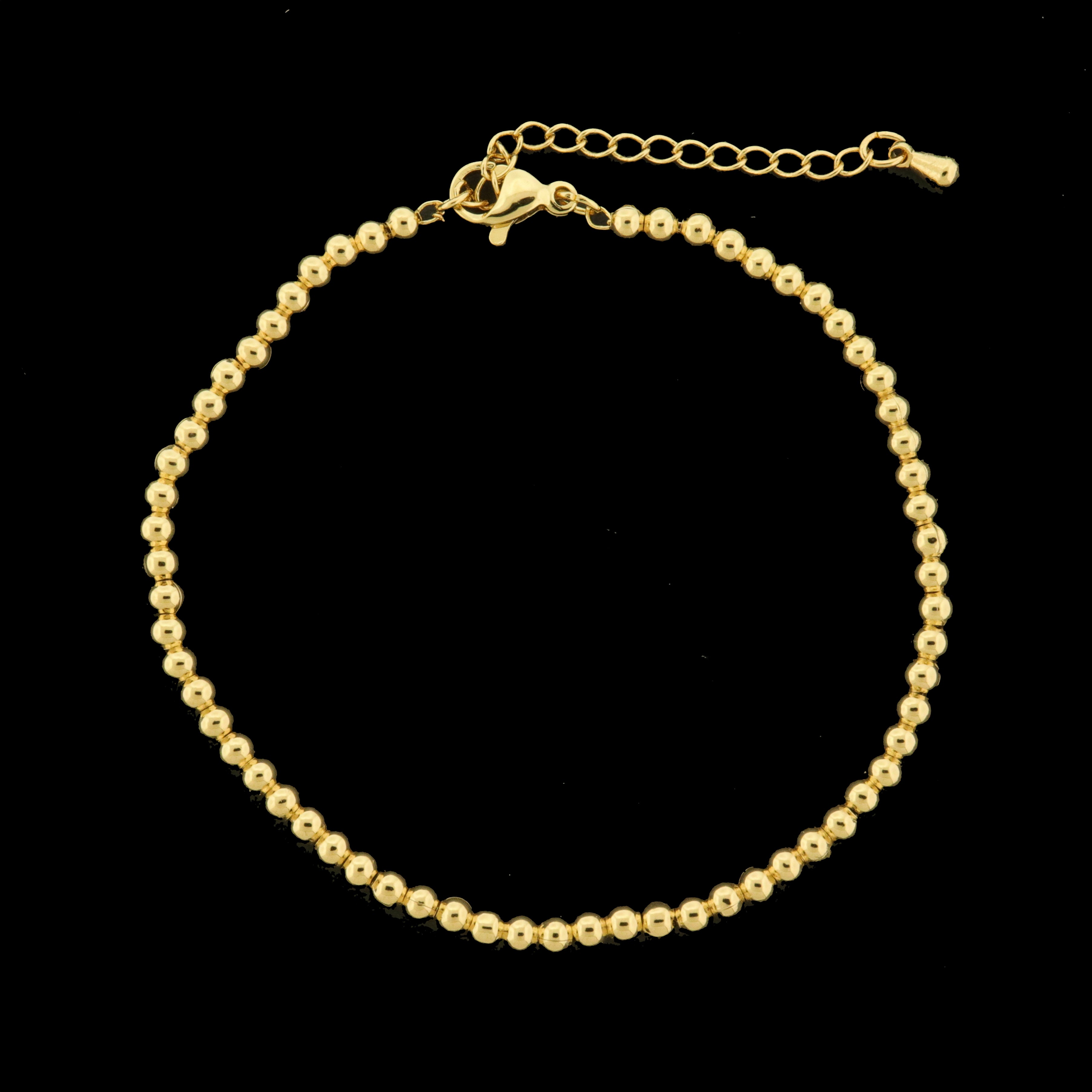 14k Gold Plated Beaded Ball Bracelet with Extender - 6.5" - GLD1168