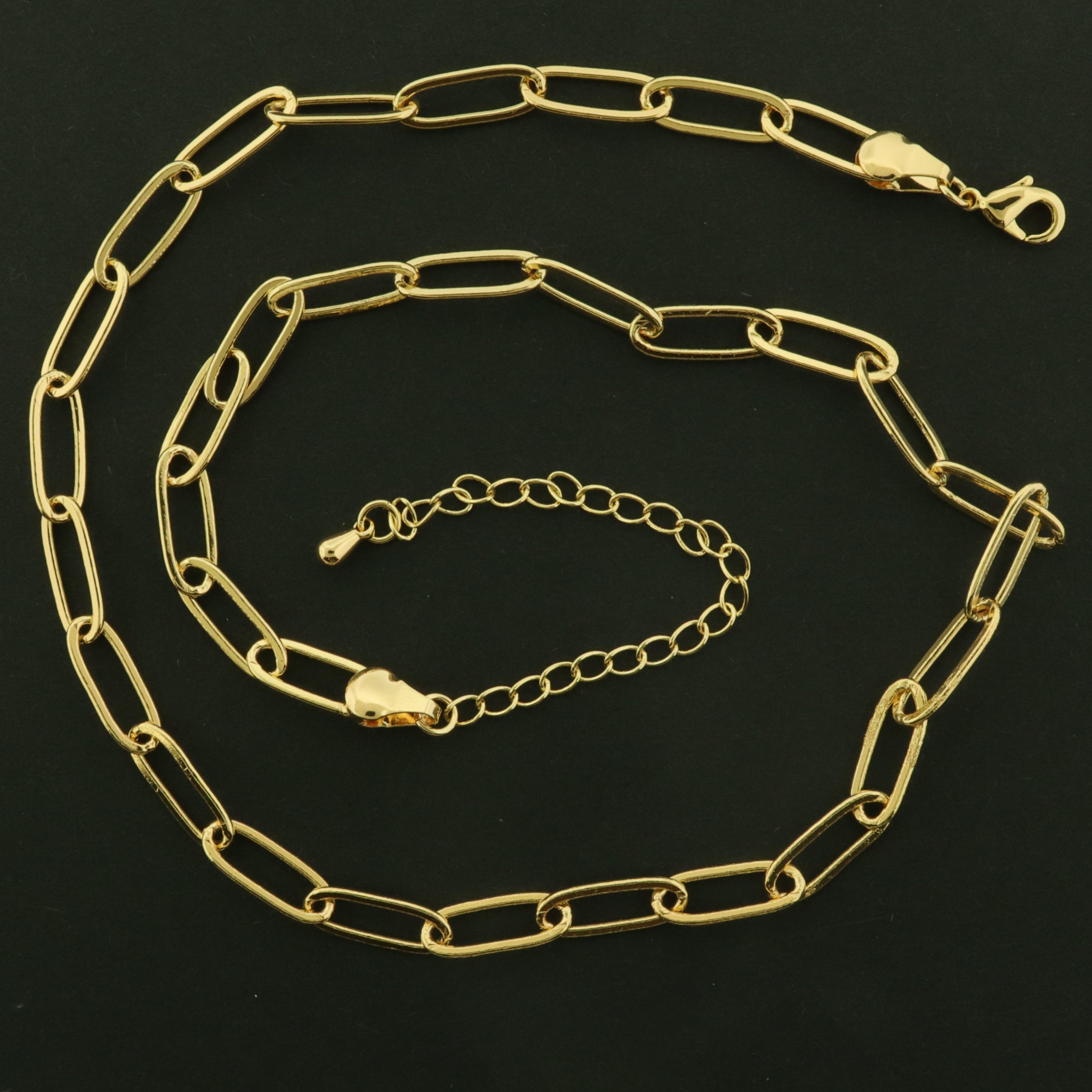 14k Gold Plated Paperclip Necklace - 16" + 3" Extender - GLD1169