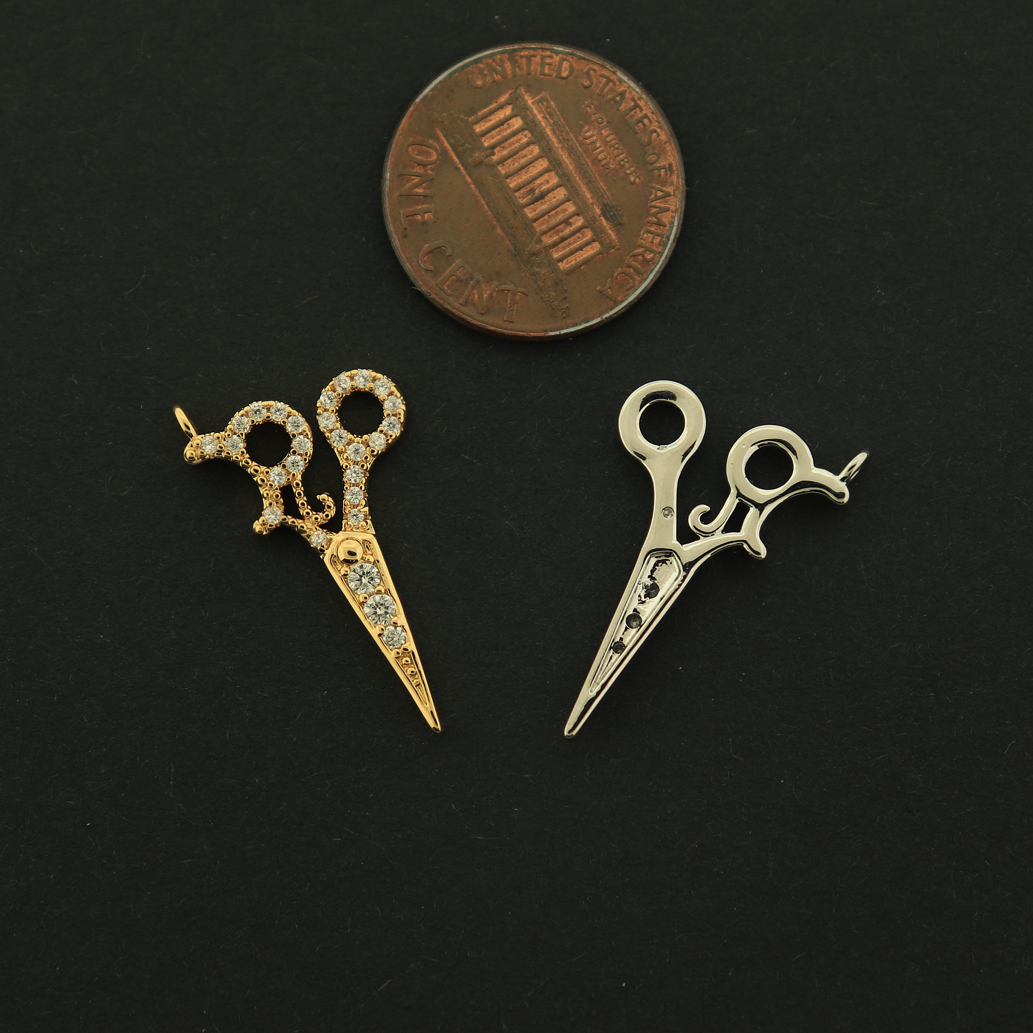 14k Gold Scissors Charm - Hairstylist Pendant - 14k Gold Plated - Choose Your Tone