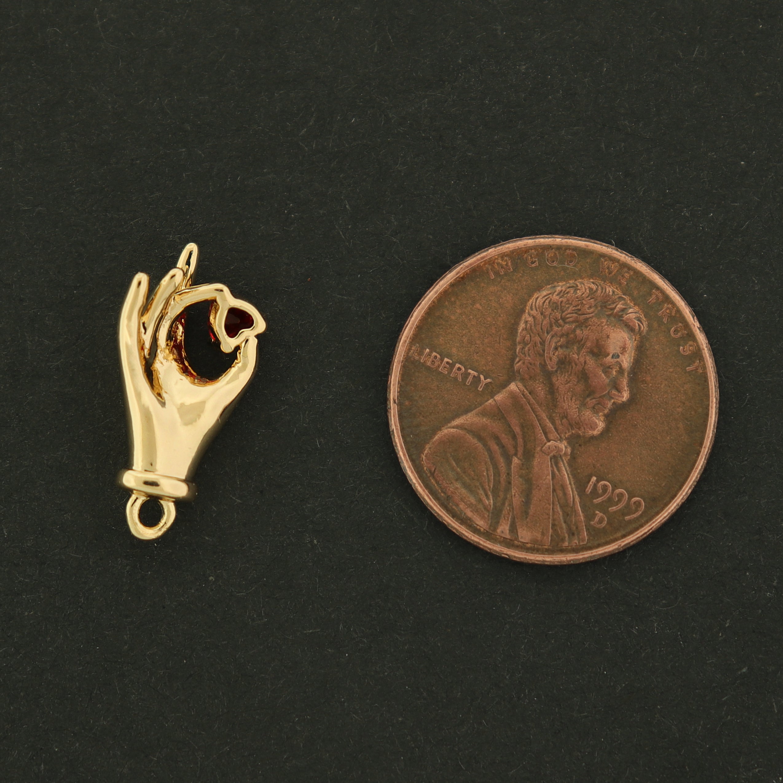 14k Hand Heart Charm - Choose Your Color - 14k Gold Filled