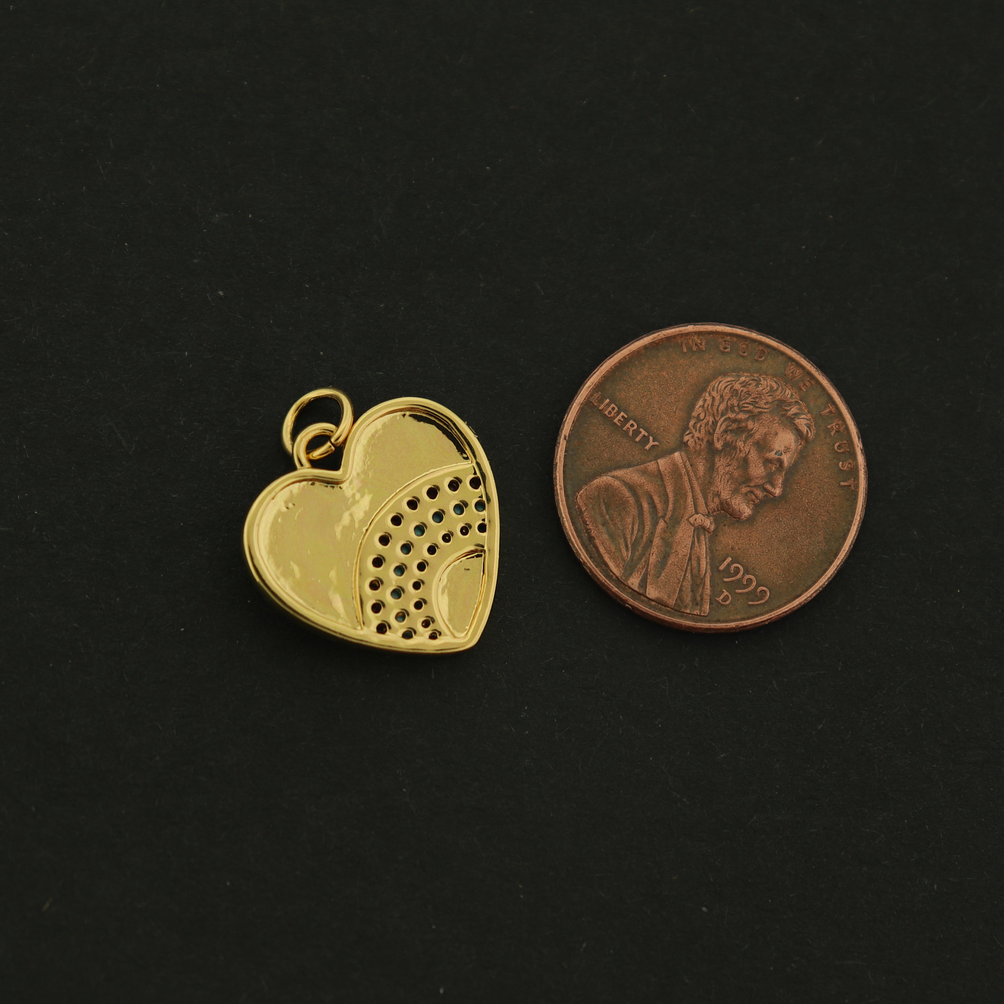 14k Heart Charm - Rainbow Pendant - 14k Gold Plated - GLD639