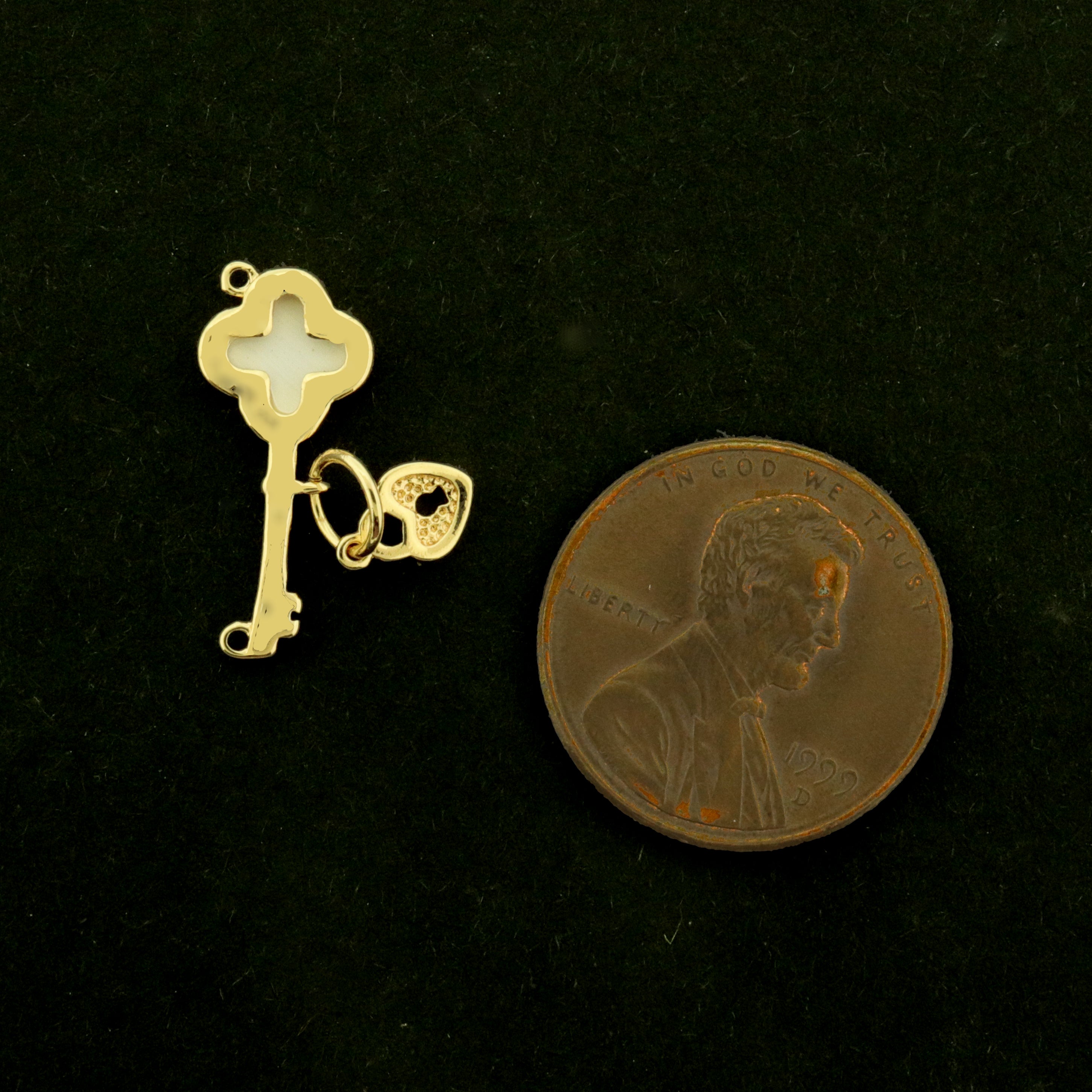 14k Key Connector Charm - 14k Gold Plated with Shell Inlay - GLD1023