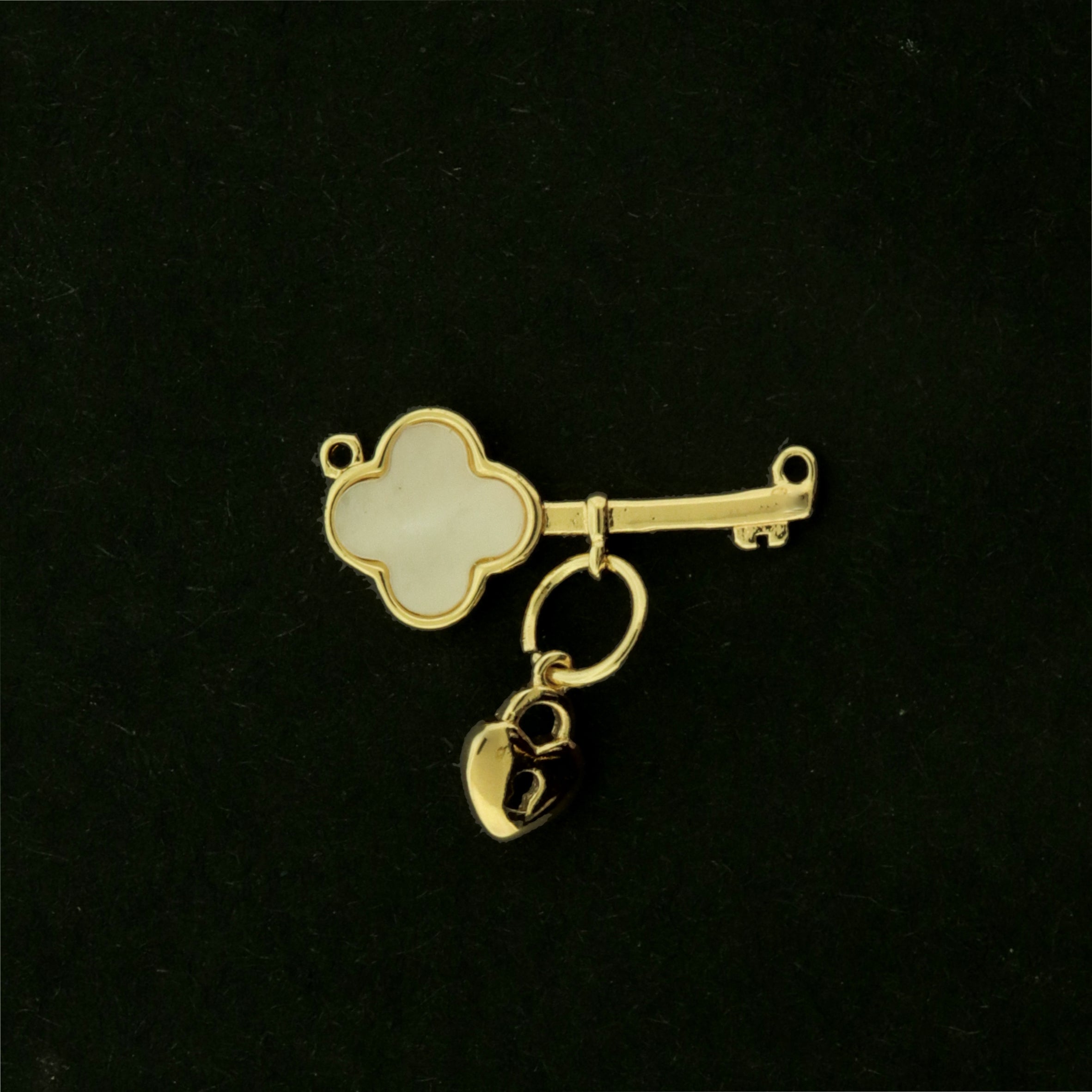 14k Key Connector Charm - 14k Gold Plated with Shell Inlay - GLD1023
