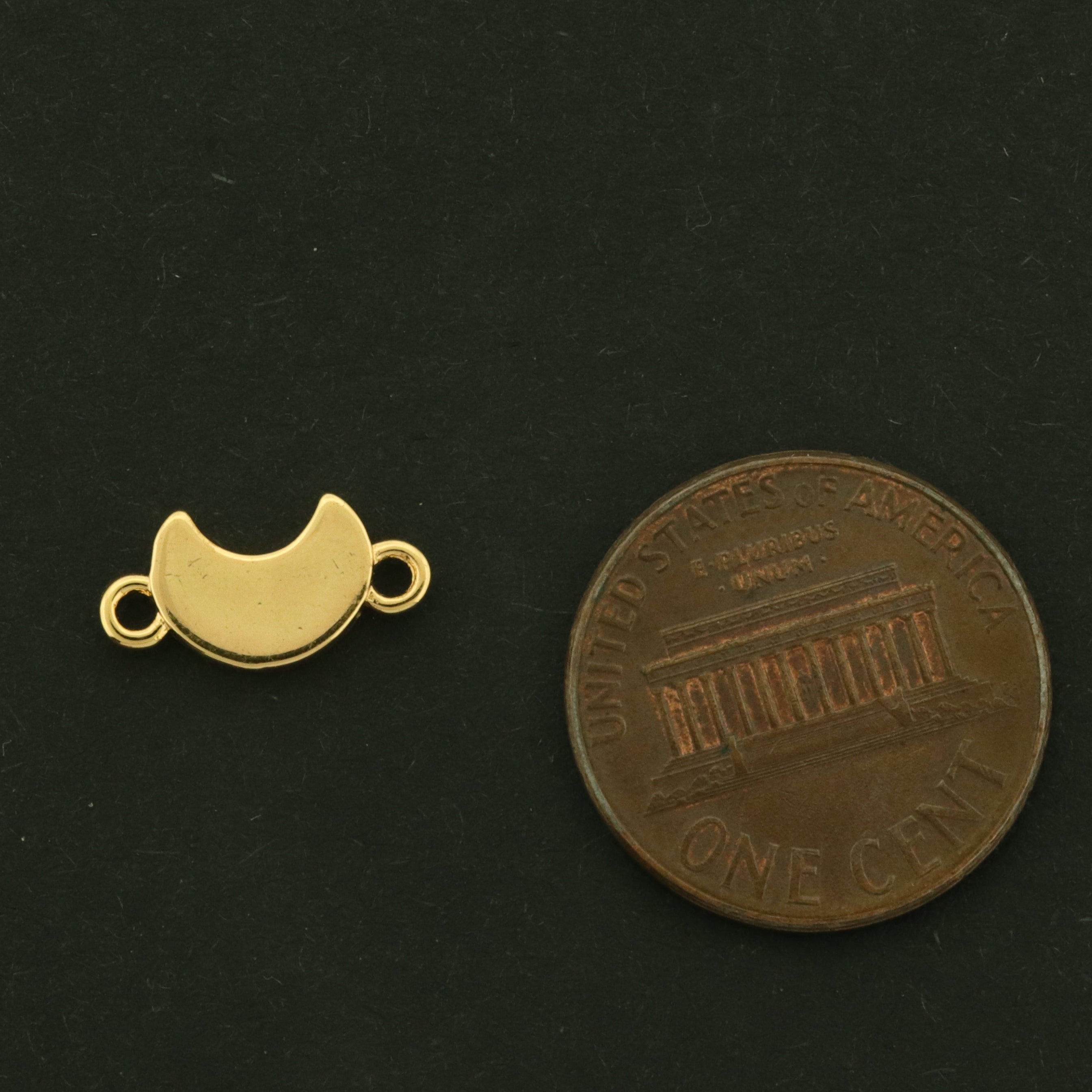 14k Moon Connector Charm - 14k Gold Plated Brass with Shell - GLD1143