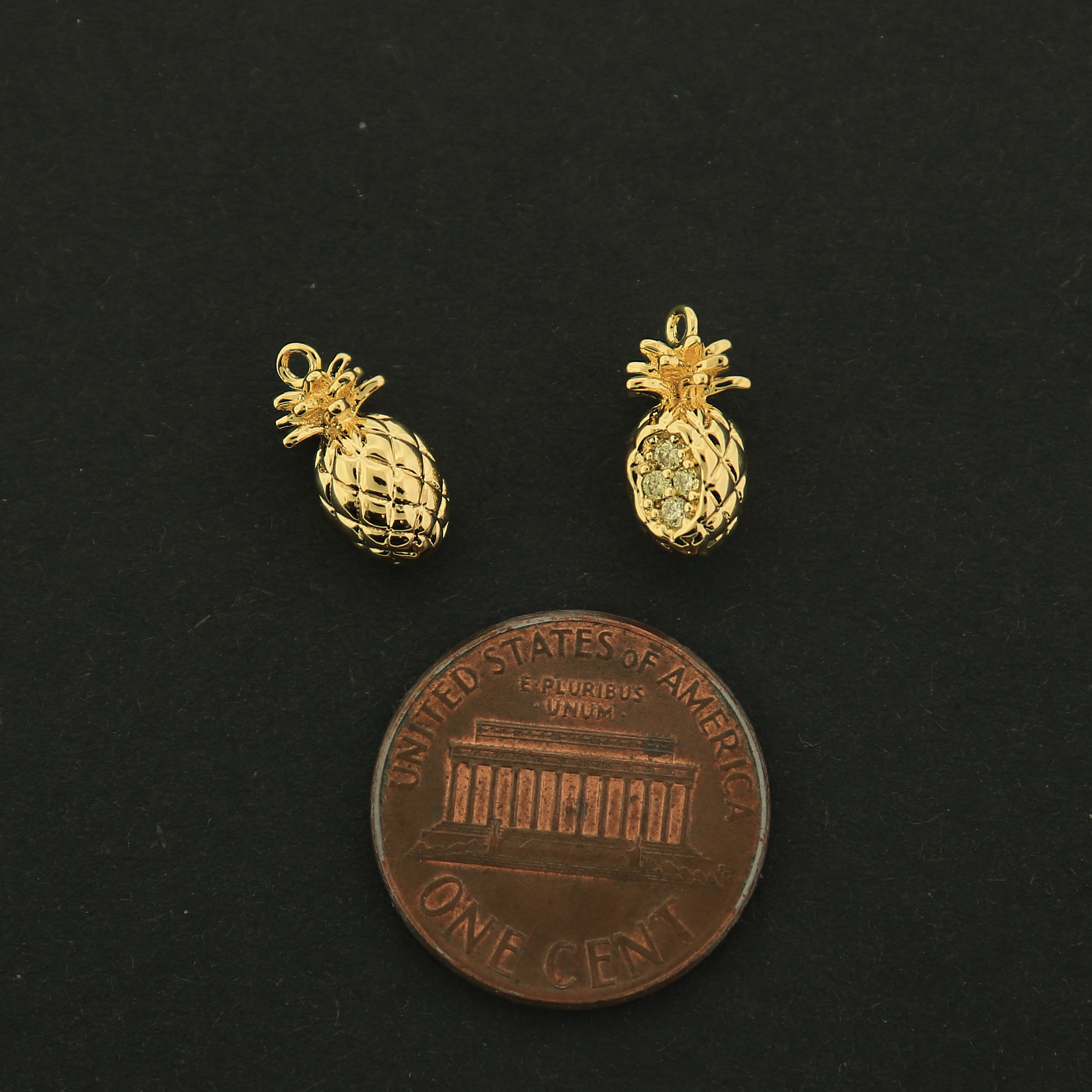 14k Pineapple Charm - 14k Gold Plated - Choose Your Tone!