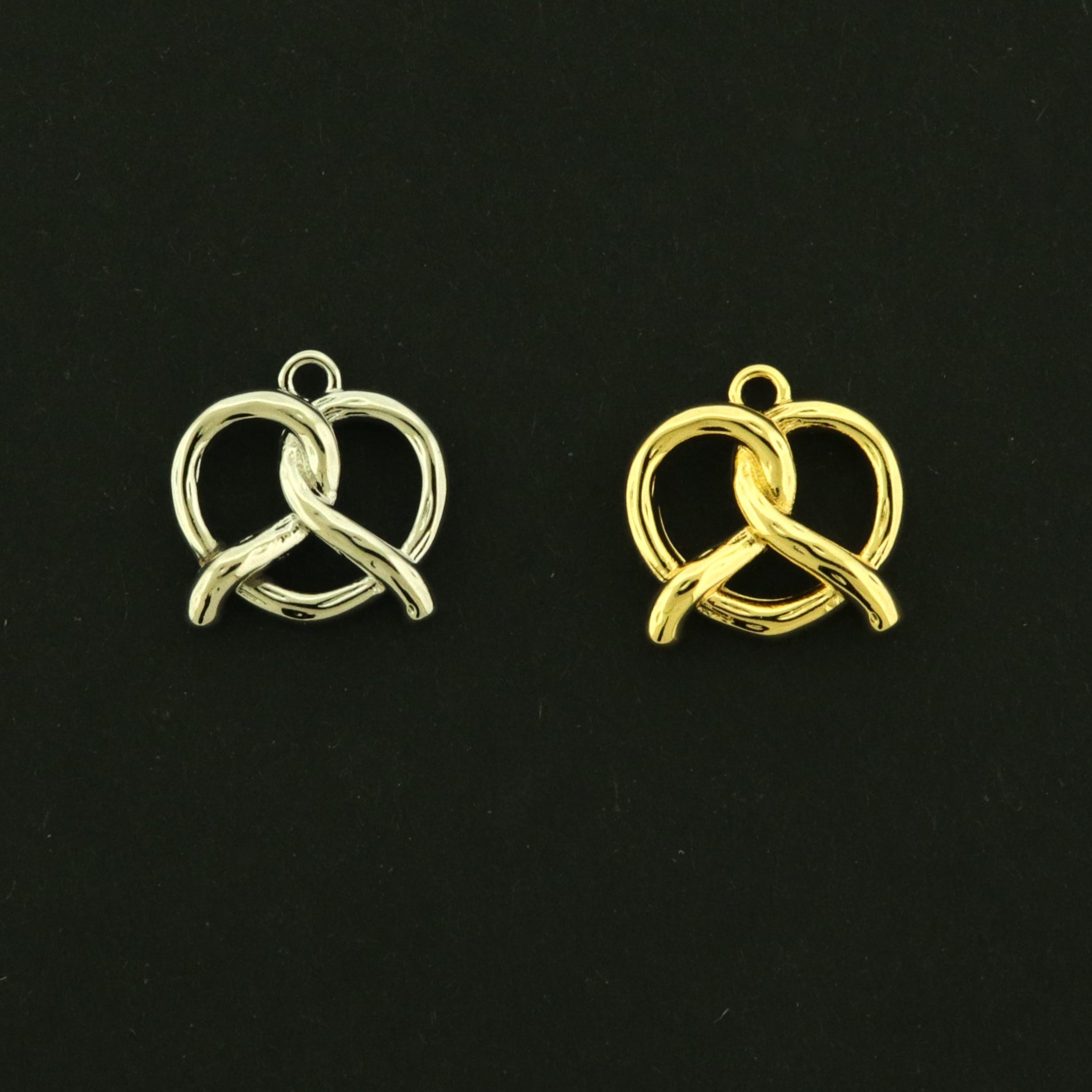 14k Pretzel Charm - 3D Food Pendant - Choose Your Tone!