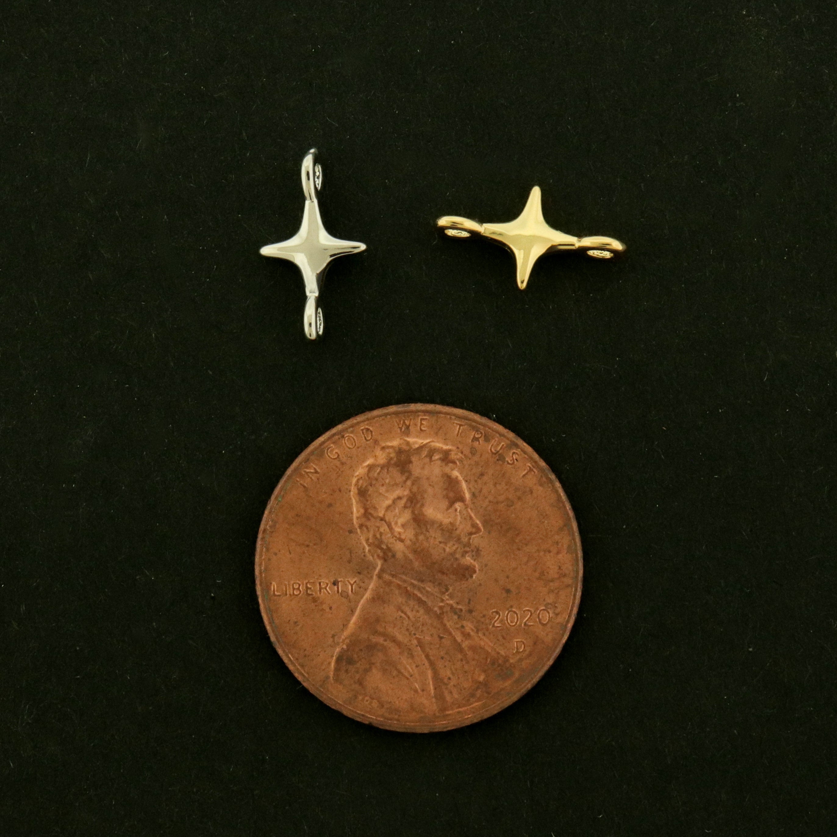 14k Star Connector - 4 Charms - Celestial Pendant - Choose Your Tone!