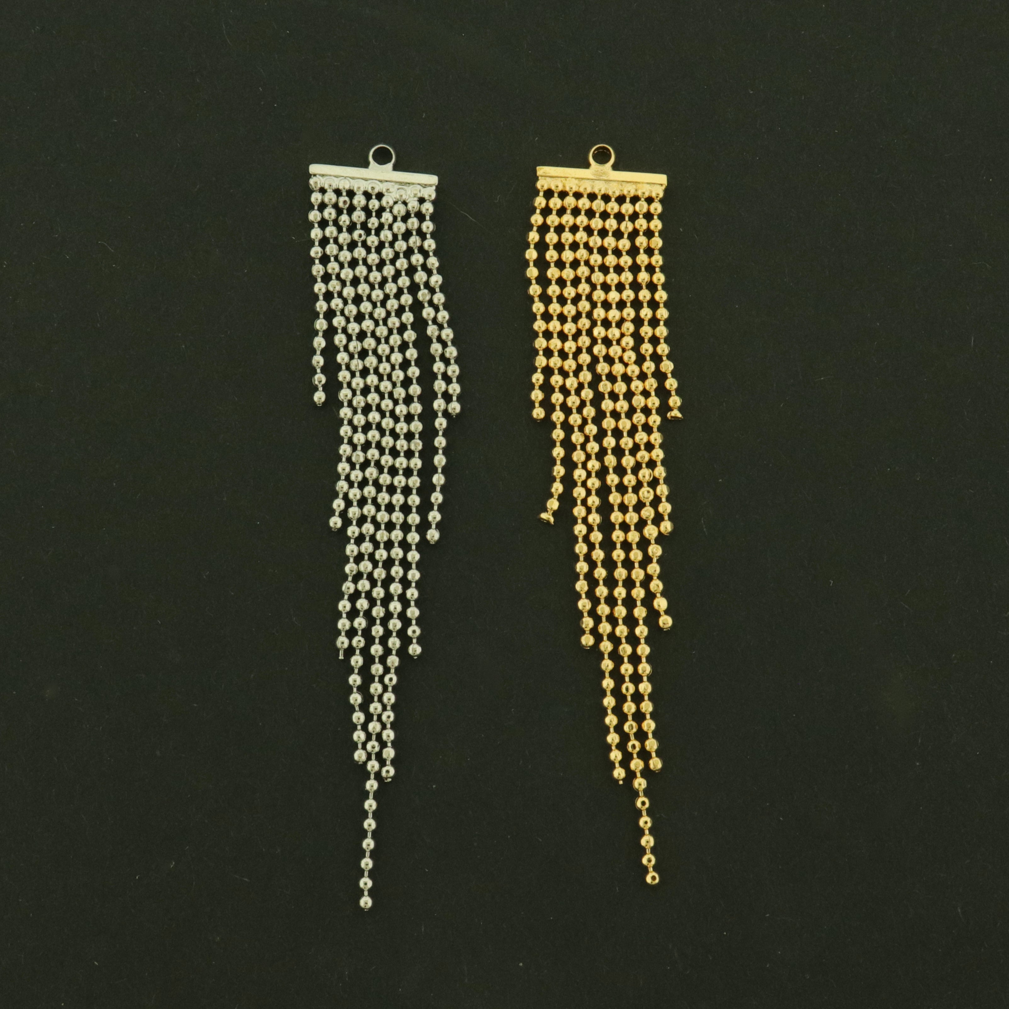 14k Tassel Style Pendants - Ball Chain - 1 Pair - Choose Your Tone!