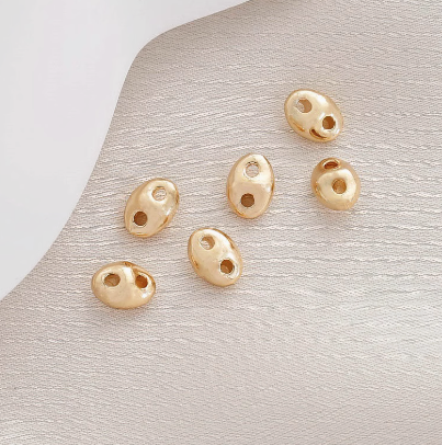 14k Two Hole Spacer Bead - Pig Nose Style - 4 Beads - Choose Your Tone!