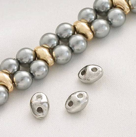 14k Two Hole Spacer Bead - Pig Nose Style - 4 Beads - Choose Your Tone!