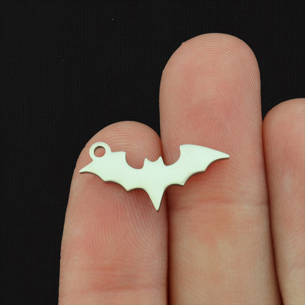 2 Bat Stainless Steel Charms 2 Sided - SSP090