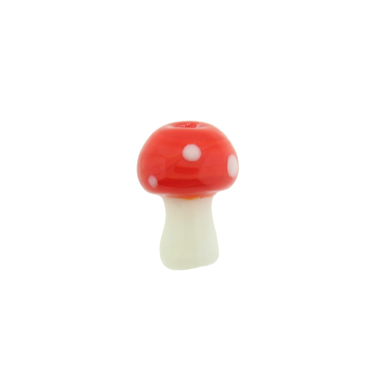 Mushroom Lampwork Glass Beads 16mm x 12mm - Red - 4 Beads - BD034