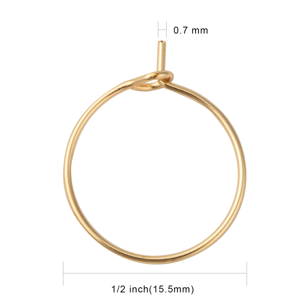 20 Surgical Stainless Wine Charm Hoops - Silver or 18k Gold Plated - Choose Your Size!
